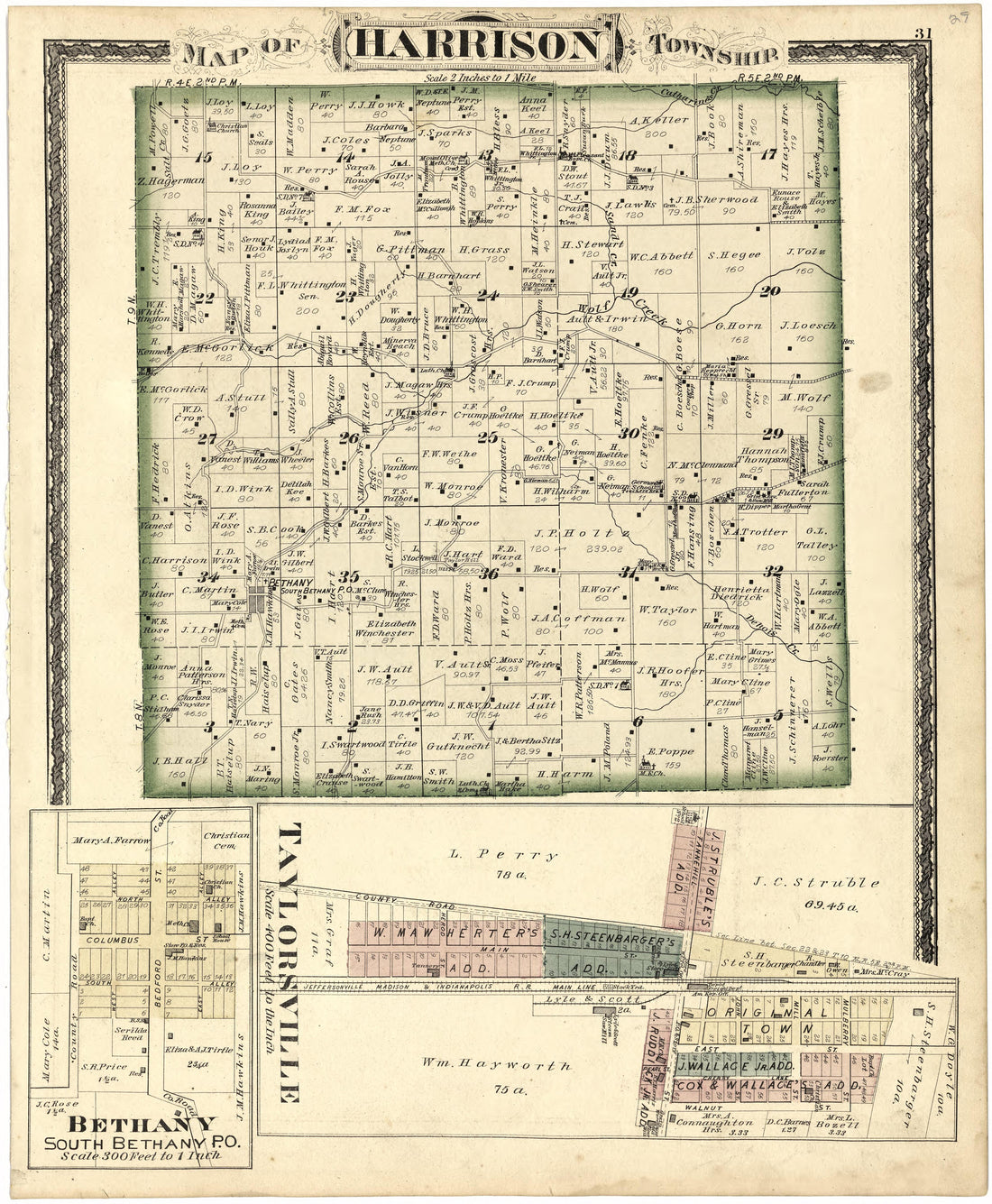 Map of Harrison Townhsip from Atlas of Bartholomew County, Indiana : to Which Are Added Various General Maps, History, Statistics, Illustrations, &amp; C. &amp; C. &amp; C 1879 by Relic Map Company