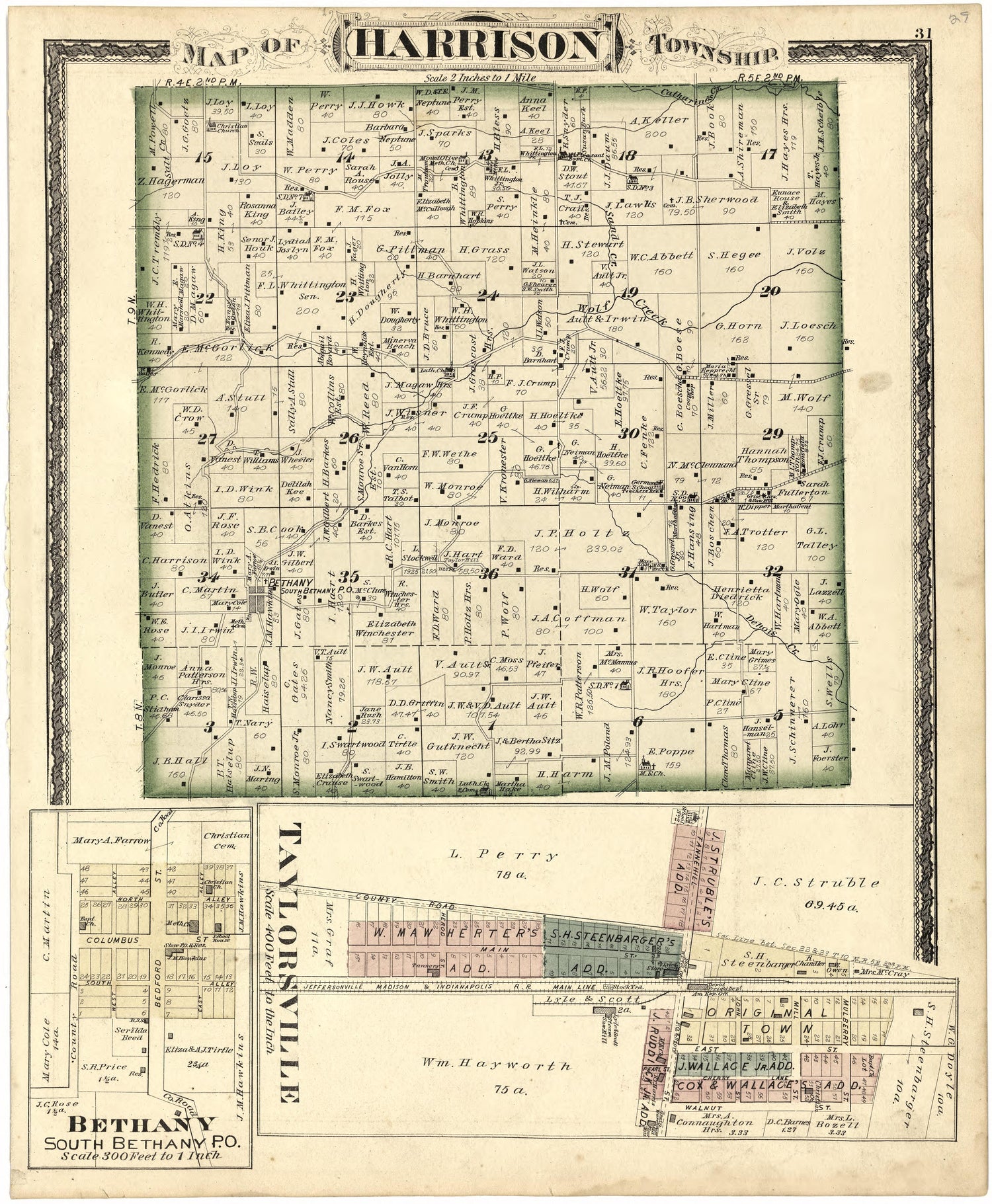 Map of Harrison Townhsip from Atlas of Bartholomew County, Indiana : to Which Are Added Various General Maps, History, Statistics, Illustrations, &amp; C. &amp; C. &amp; C 1879 by Relic Map Company
