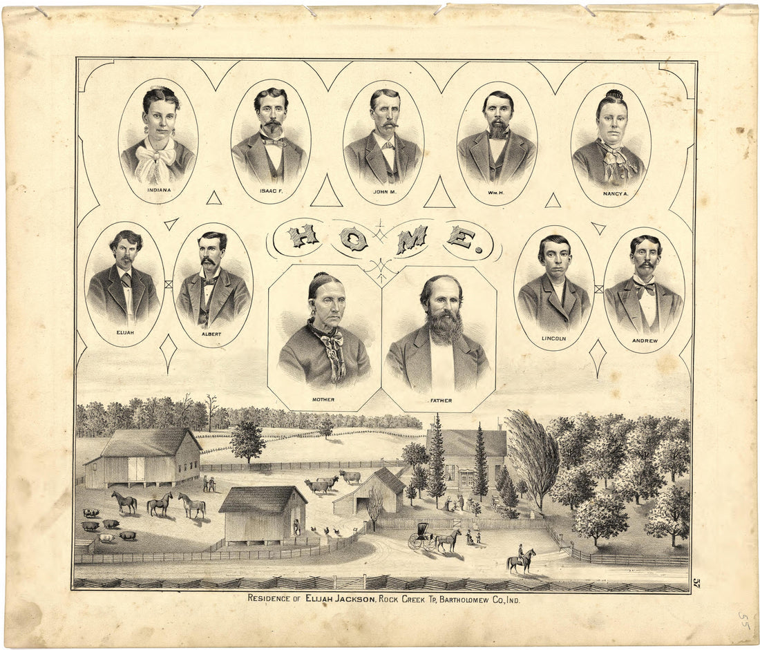 Residence of Elijah Jackson from Atlas of Bartholomew County, Indiana : to Which Are Added Various General Maps, History, Statistics, Illustrations, &amp; C. &amp; C. &amp; C 1879 by Relic Map Company