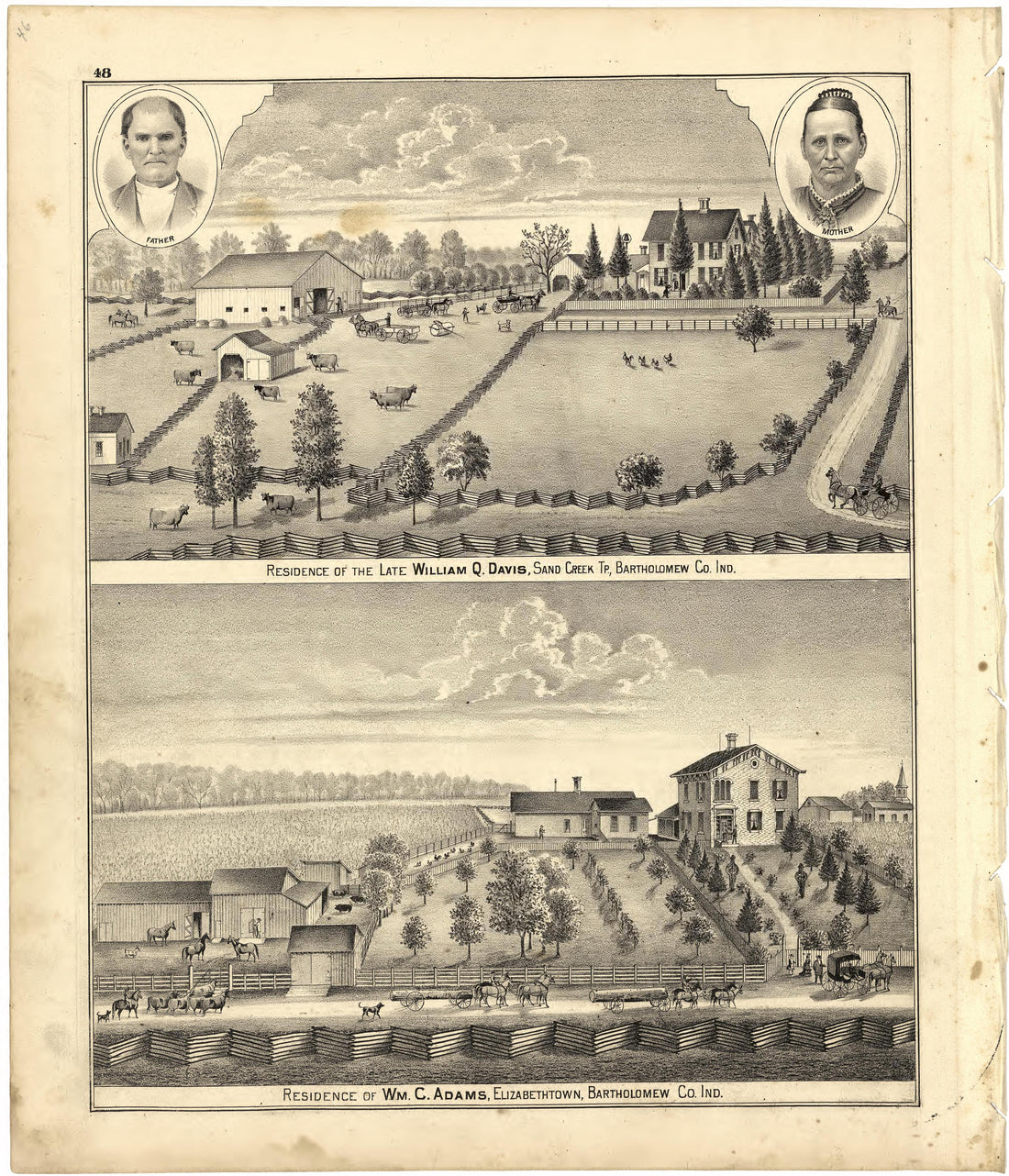 Illustrations of Residences from Atlas of Bartholomew County, Indiana : to Which Are Added Various General Maps, History, Statistics, Illustrations, &amp; C. &amp; C. &amp; C 1879 by Relic Map Company