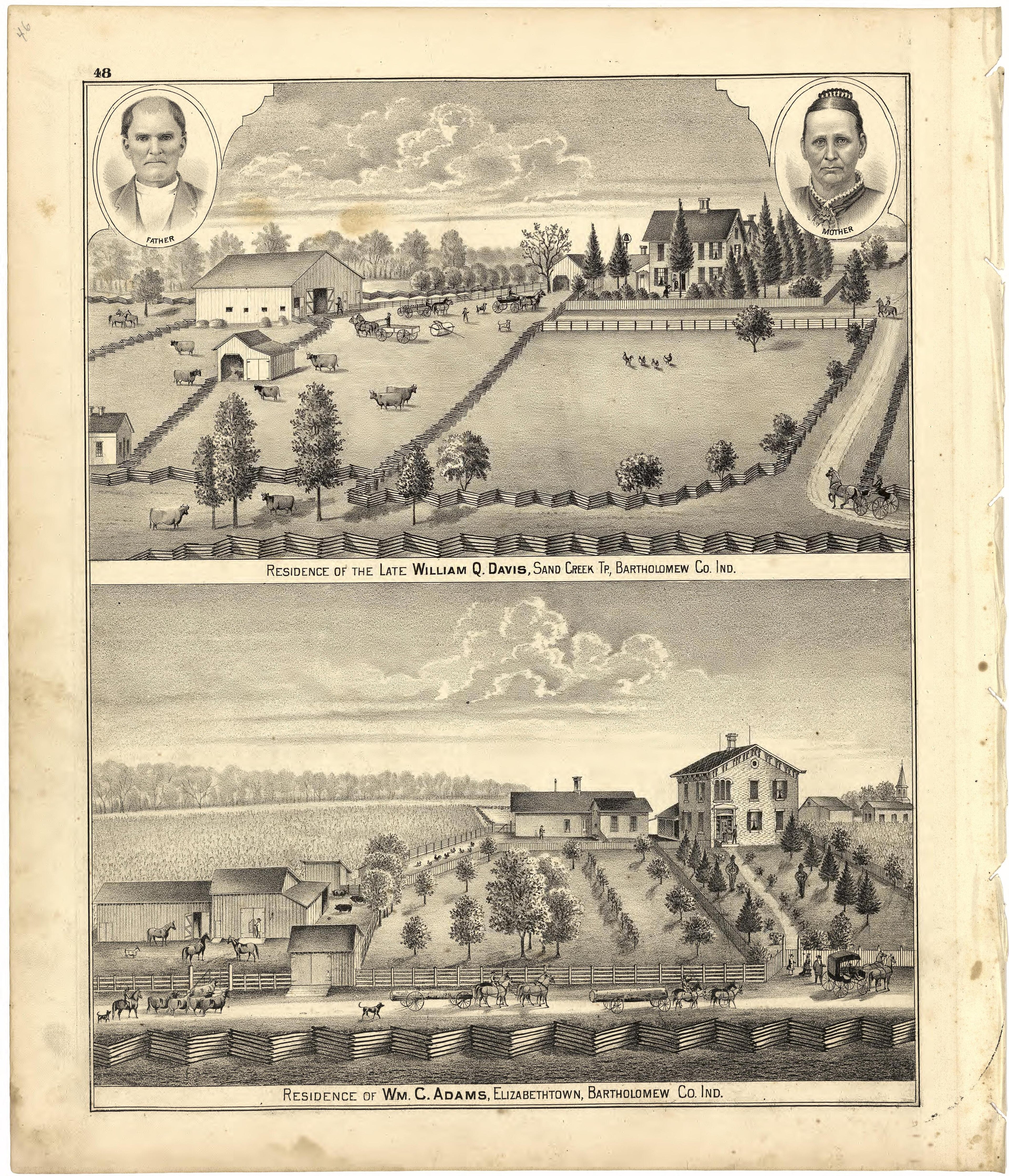 Illustrations of Residences from Atlas of Bartholomew County, Indiana : to Which Are Added Various General Maps, History, Statistics, Illustrations, &amp; C. &amp; C. &amp; C 1879 by Relic Map Company