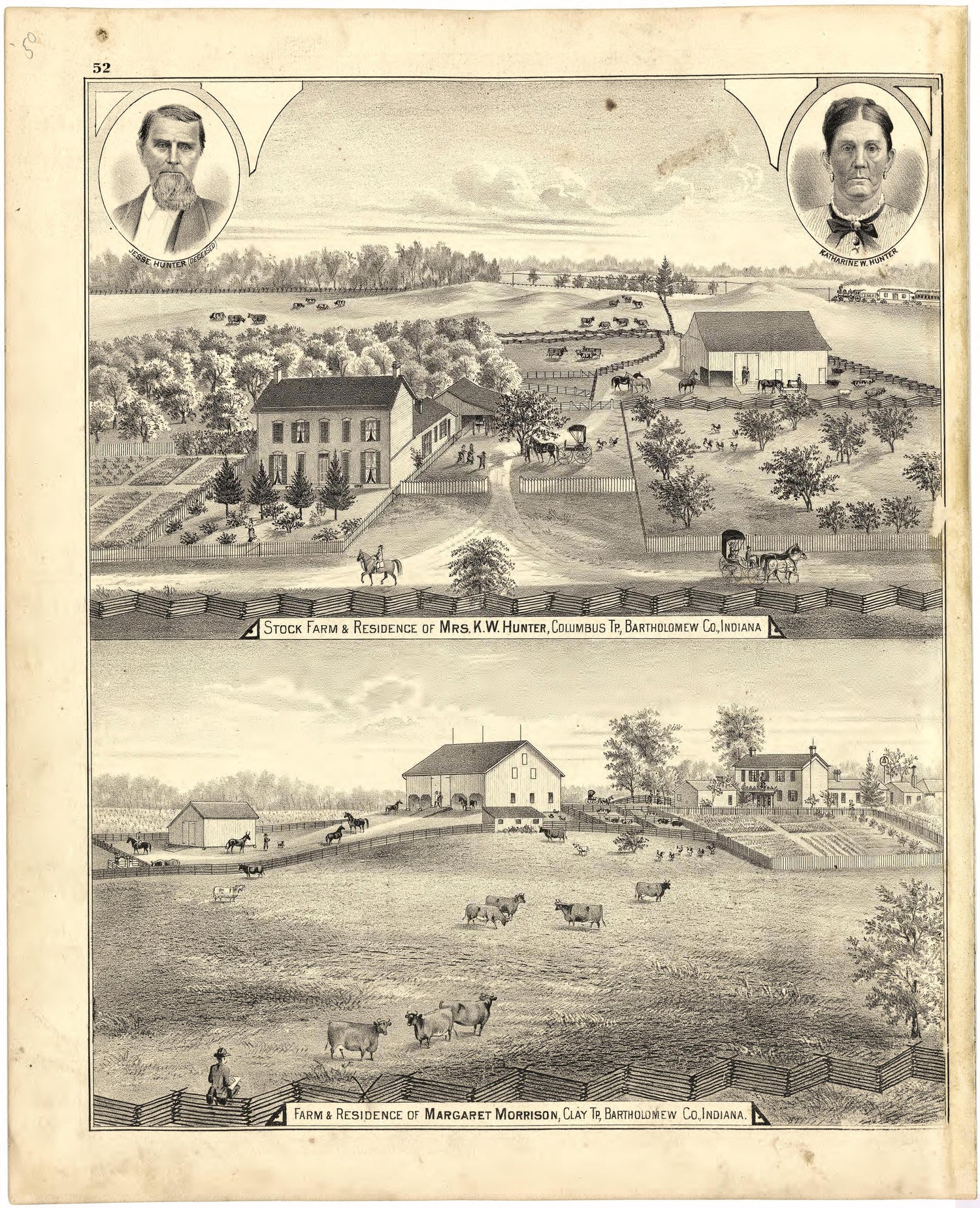 Illustrations of Residences from Atlas of Bartholomew County, Indiana : to Which Are Added Various General Maps, History, Statistics, Illustrations, &amp; C. &amp; C. &amp; C 1879 by Relic Map Company