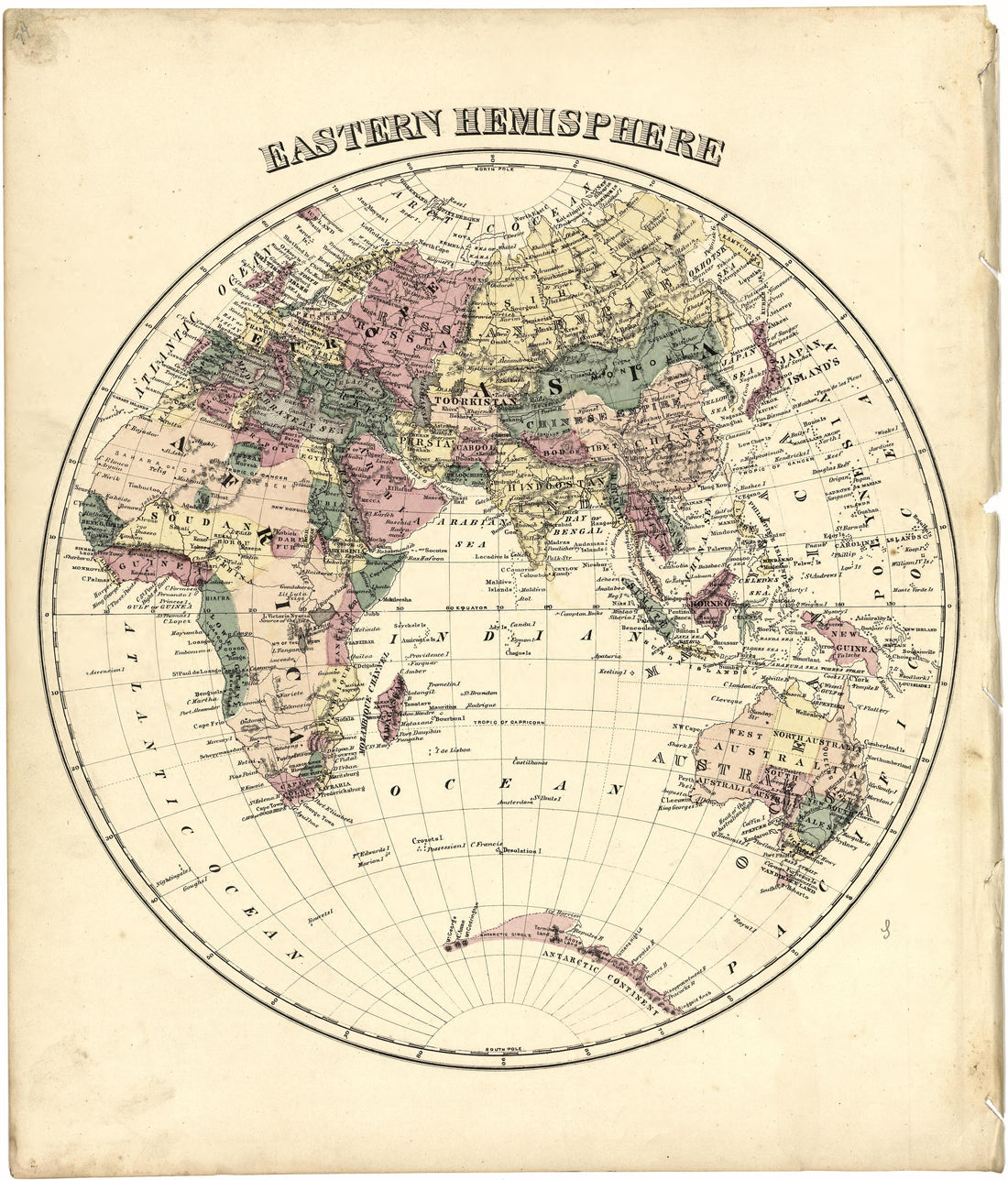 Eastern Hemisphere from Atlas of Bartholomew County, Indiana : to Which Are Added Various General Maps, History, Statistics, Illustrations, &amp; C. &amp; C. &amp; C 1879 by Relic Map Company