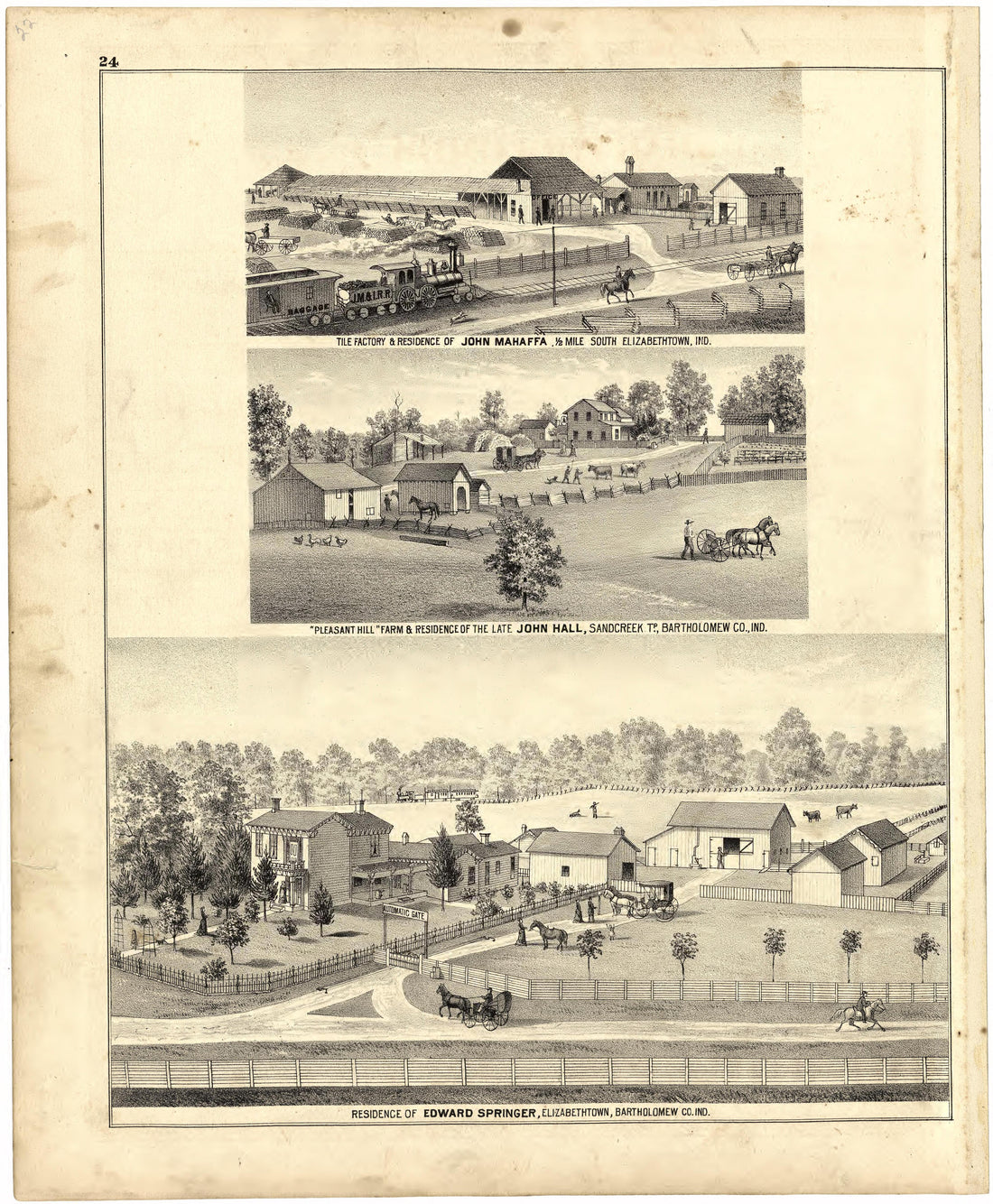 Illustrations of Residences from Atlas of Bartholomew County, Indiana : to Which Are Added Various General Maps, History, Statistics, Illustrations, &amp; C. &amp; C. &amp; C 1879 by Relic Map Company