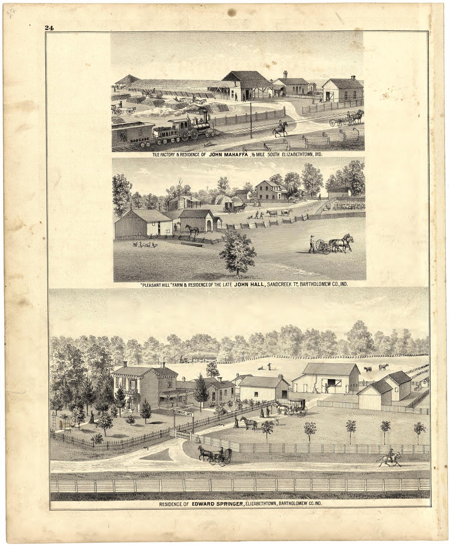 Illustrations of Residences from Atlas of Bartholomew County, Indiana : to Which Are Added Various General Maps, History, Statistics, Illustrations, &amp; C. &amp; C. &amp; C 1879 by Relic Map Company
