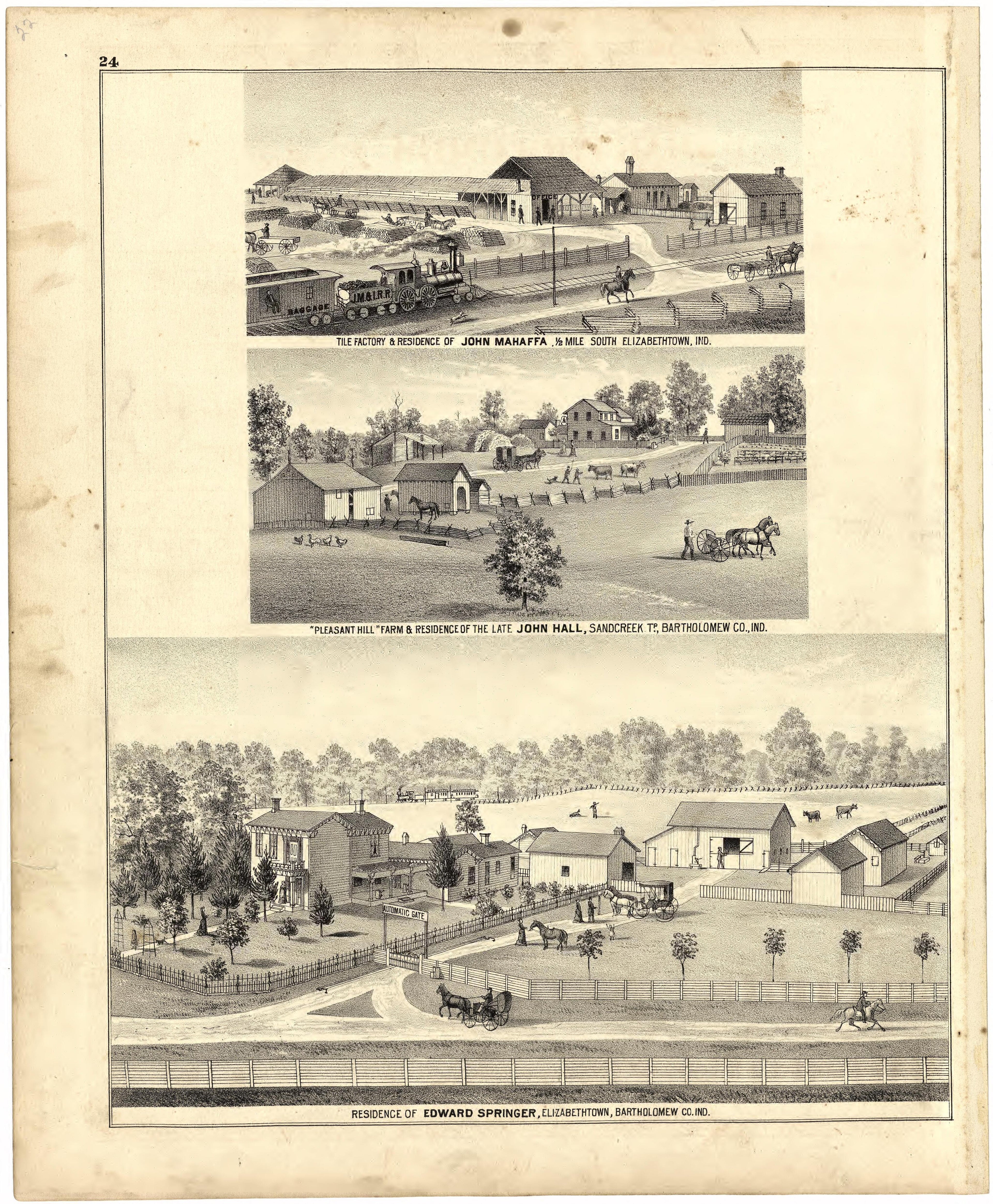 Illustrations of Residences from Atlas of Bartholomew County, Indiana : to Which Are Added Various General Maps, History, Statistics, Illustrations, &amp; C. &amp; C. &amp; C 1879 by Relic Map Company