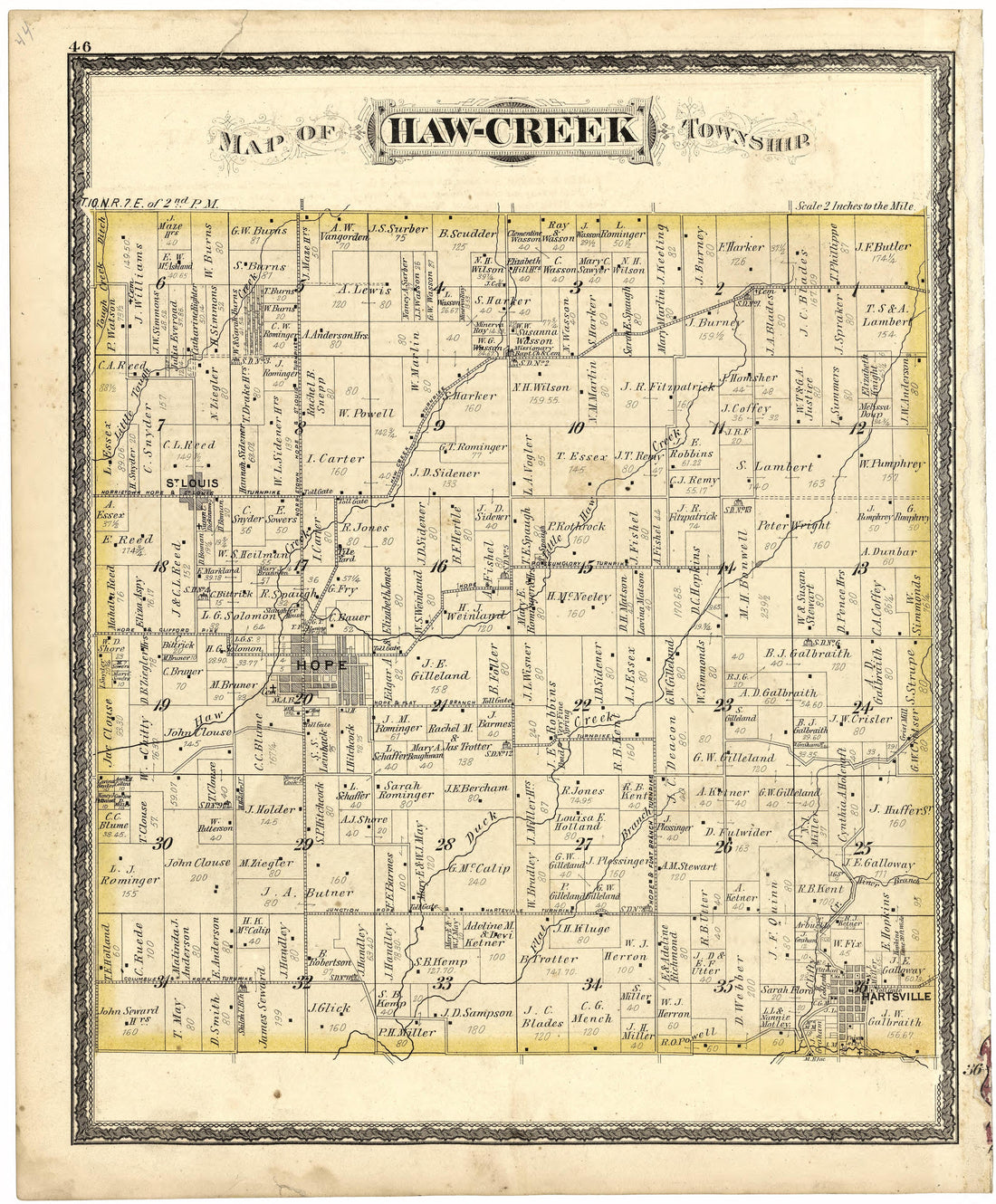 Map of Haw-Creek Township from Atlas of Bartholomew County, Indiana : to Which Are Added Various General Maps, History, Statistics, Illustrations, &amp; C. &amp; C. &amp; C 1879 by Relic Map Company