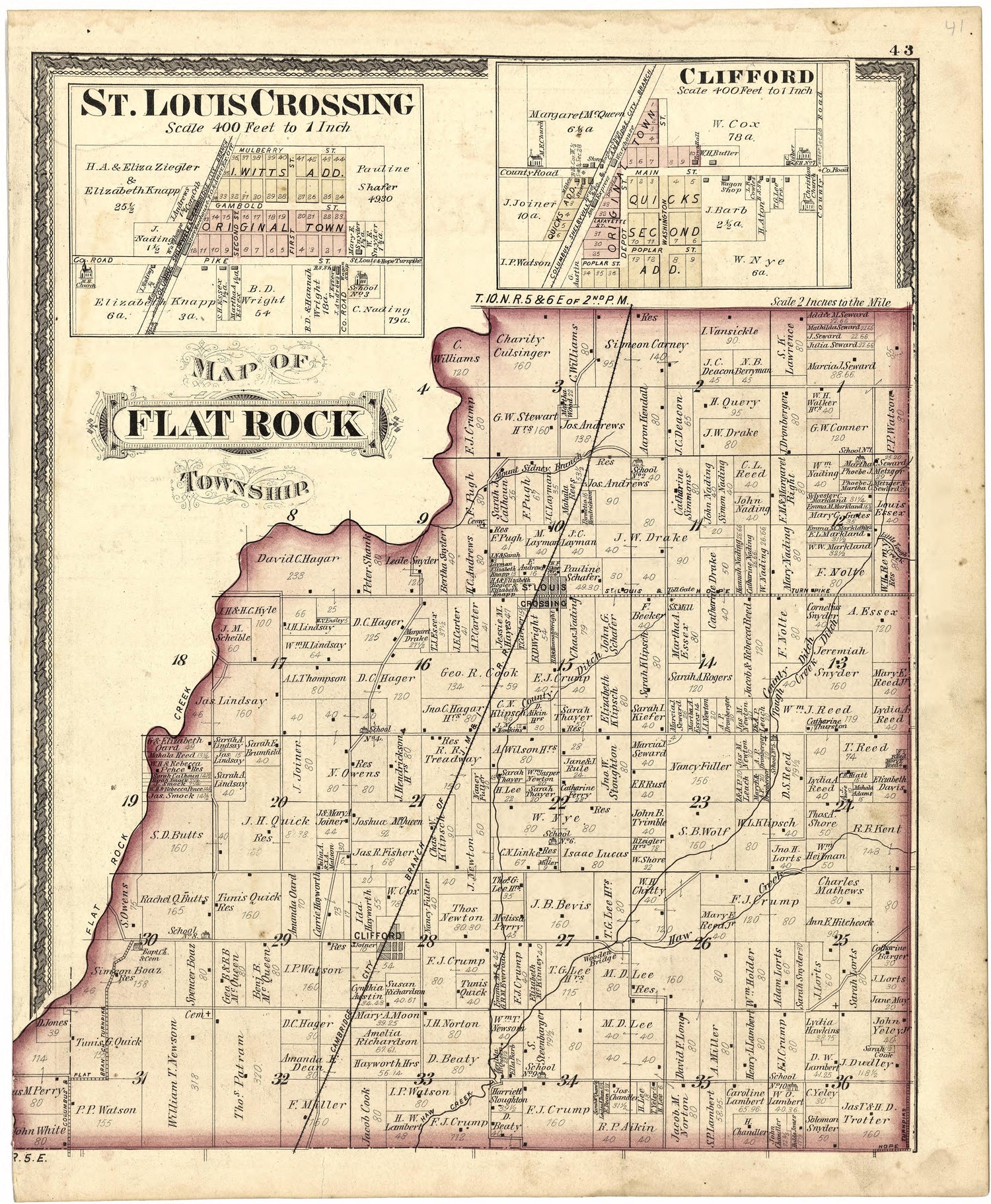 Map of Flat Rock Township from Atlas of Bartholomew County, Indiana : to Which Are Added Various General Maps, History, Statistics, Illustrations, &amp; C. &amp; C. &amp; C 1879 by Relic Map Company