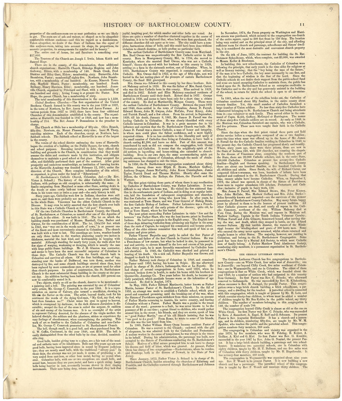 History of Bartholomew County from Atlas of Bartholomew County, Indiana : to Which Are Added Various General Maps, History, Statistics, Illustrations, &amp; C. &amp; C. &amp; C 1879 by Relic Map Company