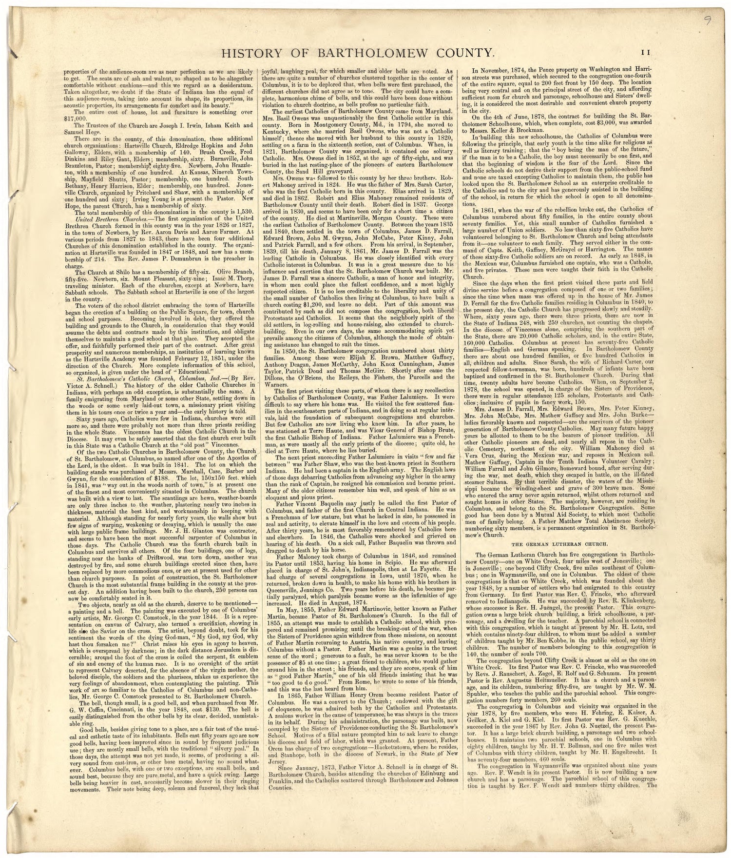 History of Bartholomew County from Atlas of Bartholomew County, Indiana : to Which Are Added Various General Maps, History, Statistics, Illustrations, &amp; C. &amp; C. &amp; C 1879 by Relic Map Company
