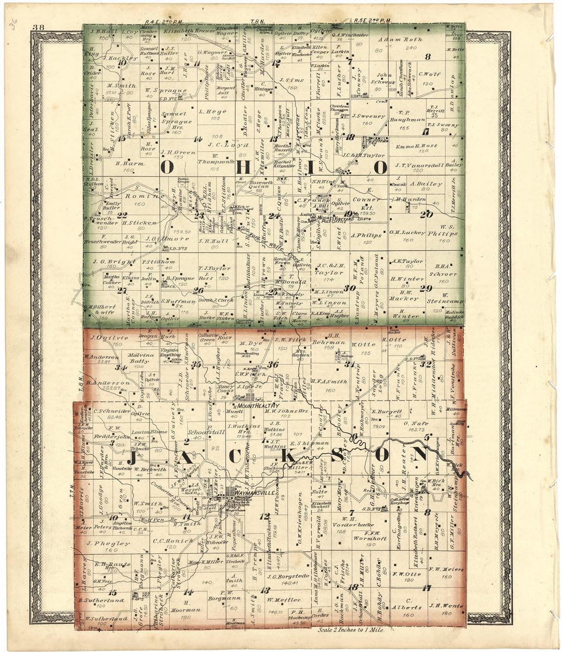 Ohio; Jackson from Atlas of Bartholomew County, Indiana : to Which Are Added Various General Maps, History, Statistics, Illustrations, &amp; C. &amp; C. &amp; C 1879 by Relic Map Company