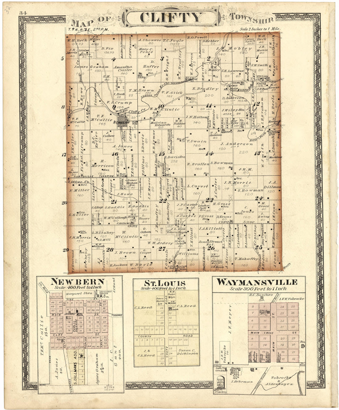 Map of Clifty Township from Atlas of Bartholomew County, Indiana : to Which Are Added Various General Maps, History, Statistics, Illustrations, &amp; C. &amp; C. &amp; C 1879 by Relic Map Company