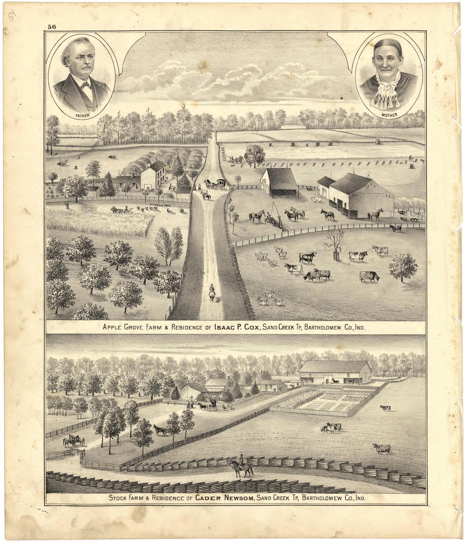 Illustrations of Residences from Atlas of Bartholomew County, Indiana : to Which Are Added Various General Maps, History, Statistics, Illustrations, &amp; C. &amp; C. &amp; C 1879 by Relic Map Company