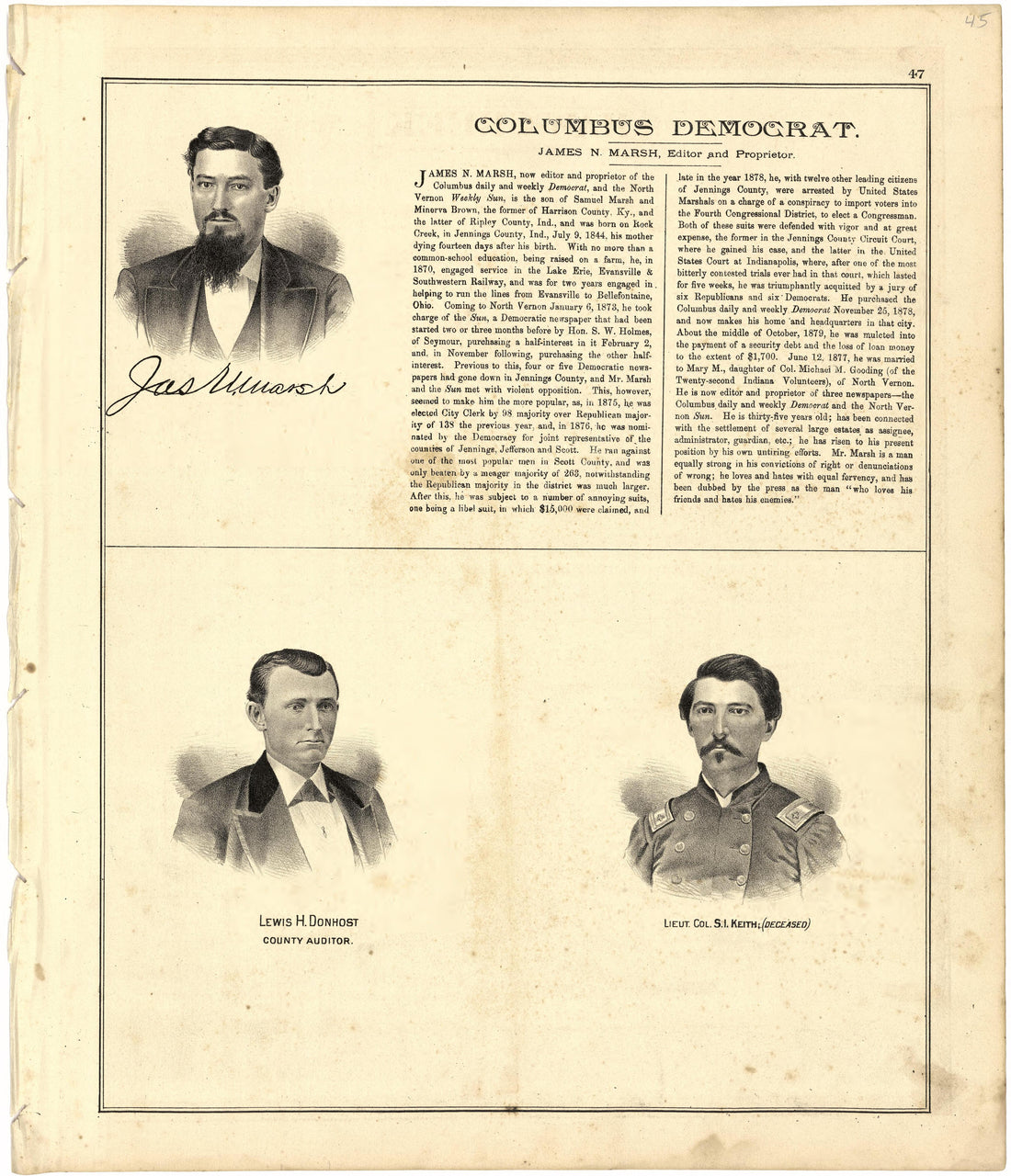 Columbus Democrat from Atlas of Bartholomew County, Indiana : to Which Are Added Various General Maps, History, Statistics, Illustrations, &amp; C. &amp; C. &amp; C 1879 by Relic Map Company