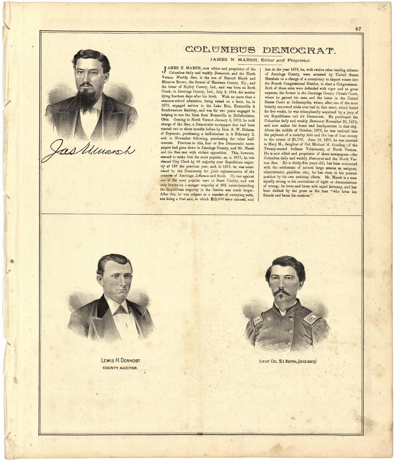 Columbus Democrat from Atlas of Bartholomew County, Indiana : to Which Are Added Various General Maps, History, Statistics, Illustrations, &amp; C. &amp; C. &amp; C 1879 by Relic Map Company