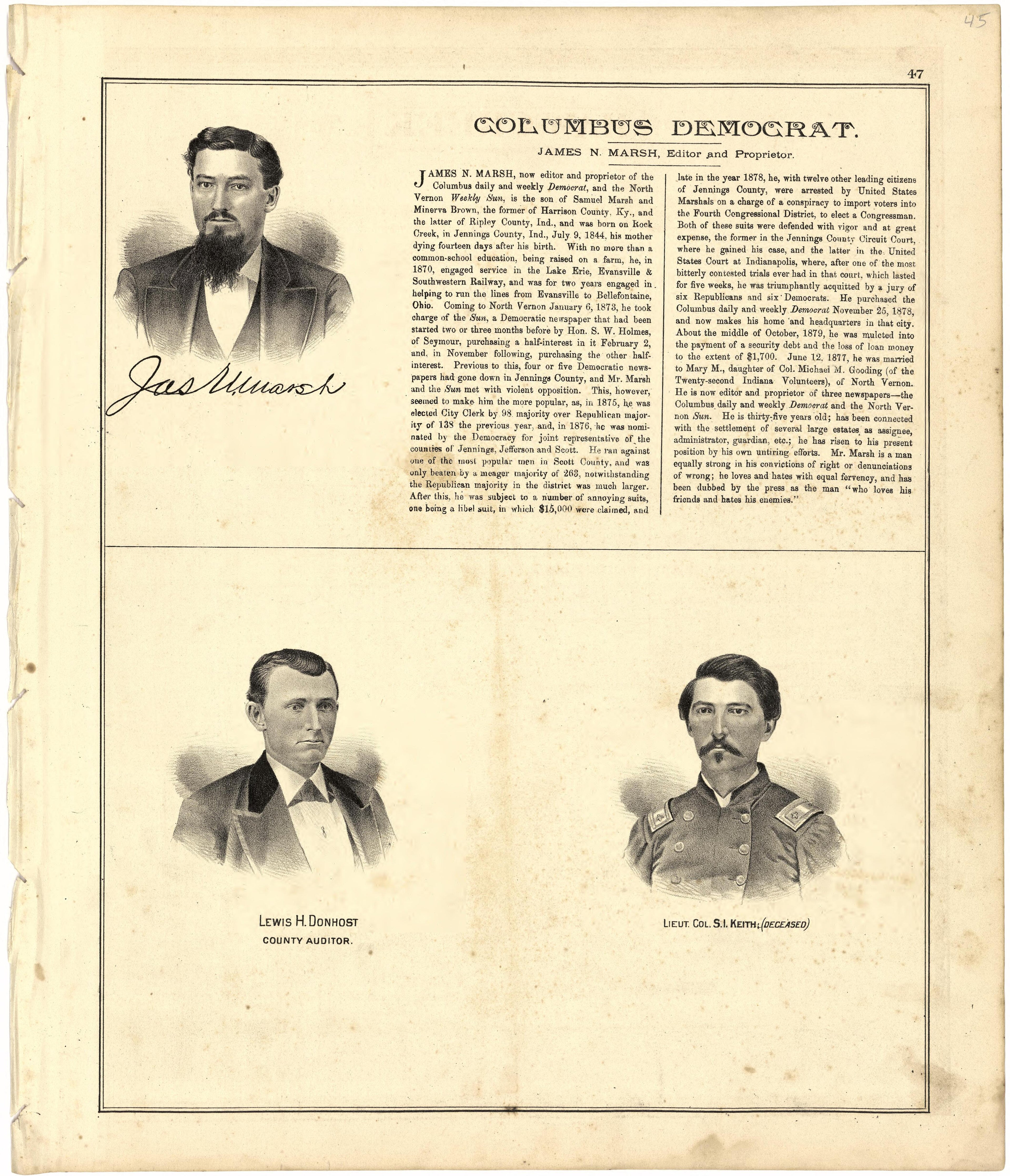Columbus Democrat from Atlas of Bartholomew County, Indiana : to Which Are Added Various General Maps, History, Statistics, Illustrations, &amp; C. &amp; C. &amp; C 1879 by Relic Map Company
