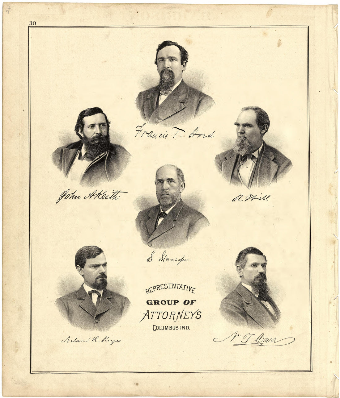 Representative Group of Attorneys from Atlas of Bartholomew County, Indiana : to Which Are Added Various General Maps, History, Statistics, Illustrations, &amp; C. &amp; C. &amp; C 1879 by Relic Map Company