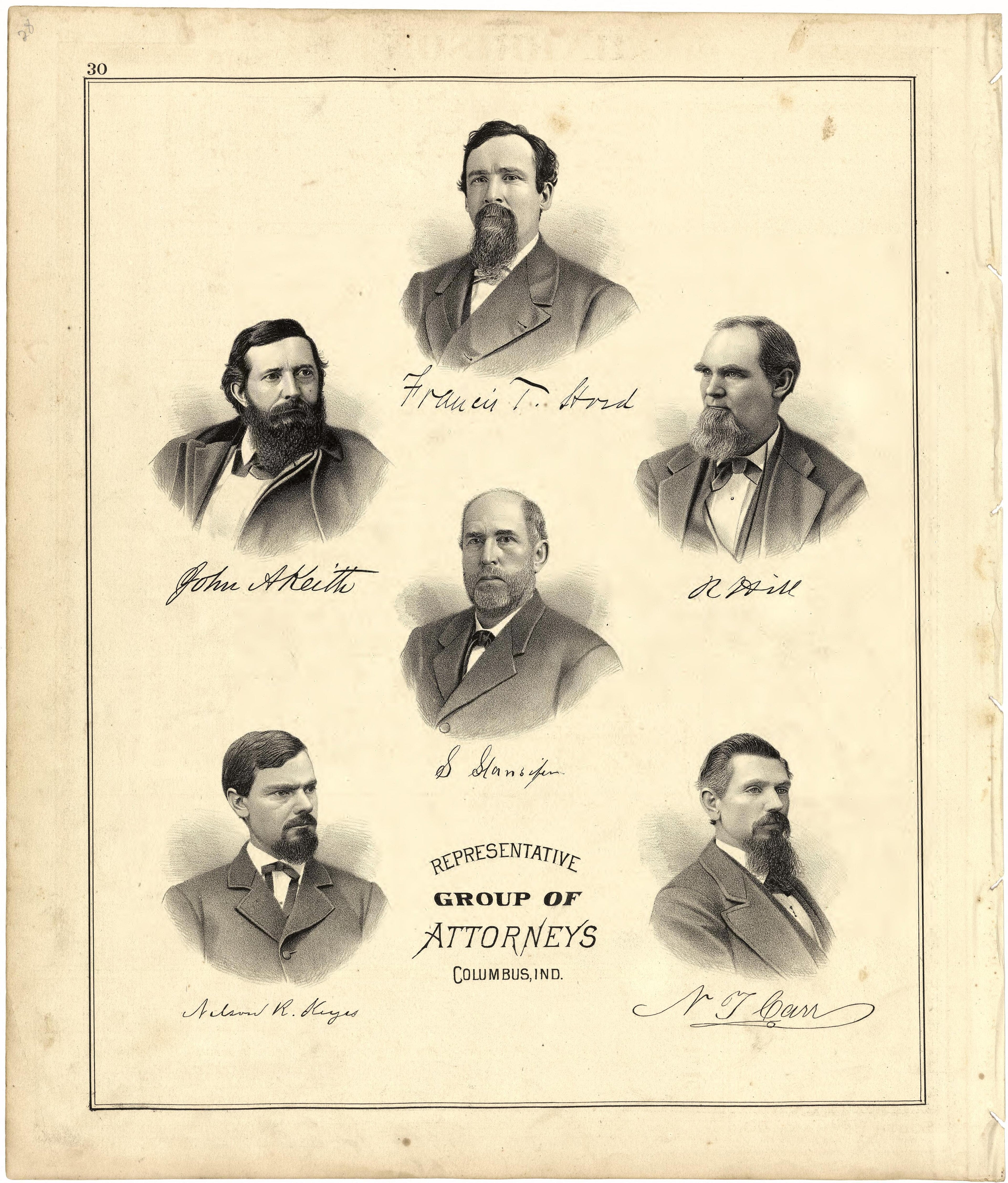 Representative Group of Attorneys from Atlas of Bartholomew County, Indiana : to Which Are Added Various General Maps, History, Statistics, Illustrations, &amp; C. &amp; C. &amp; C 1879 by Relic Map Company