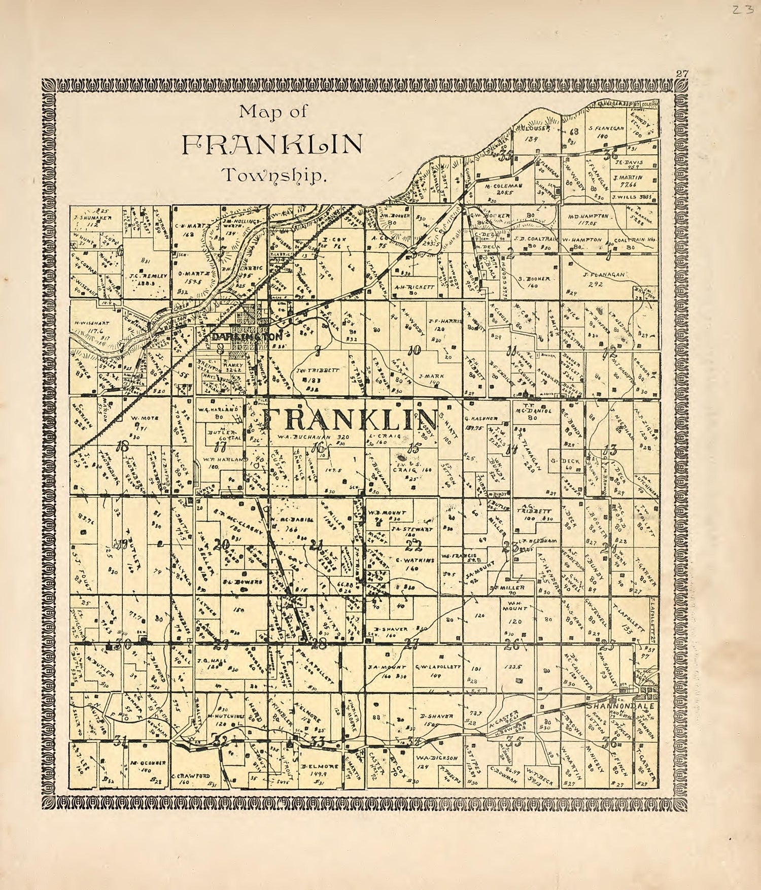 Map of Franklin Township from the Revised Montgomery County Atlas : Containing, Besides a Complete Atlas, Histories of the Townships and County and Treatises On Civil Government, Surveying and Civil Engineering 1898 by Relic Map Company