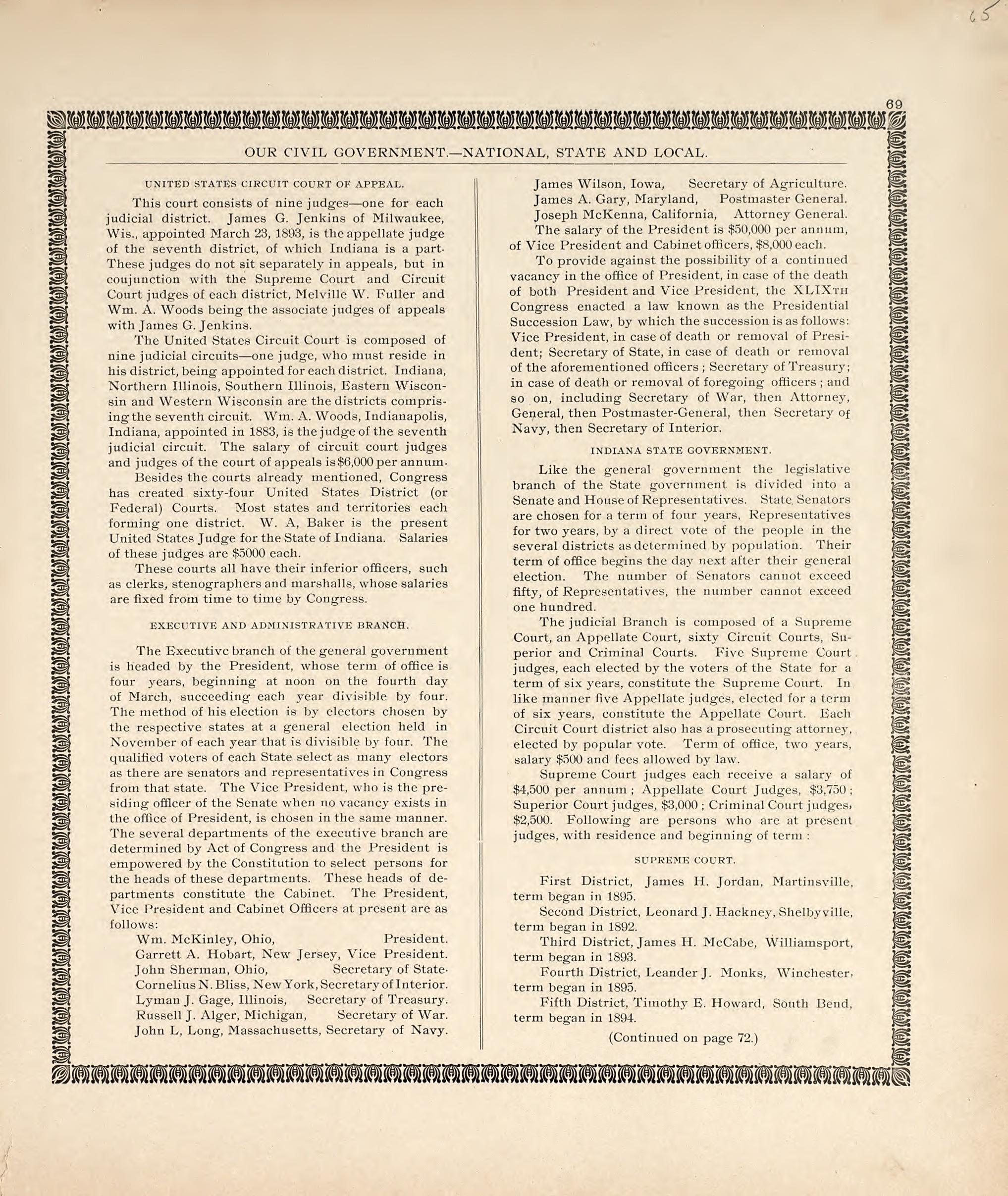 Our Civil Government - National, State and Local from the Revised Montgomery County Atlas : Containing, Besides a Complete Atlas, Histories of the Townships and County and Treatises On Civil Government, Surveying and Civil Engineering 1898 by Relic Map Company