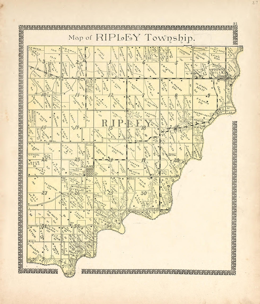 Map of Ripley Township from the Revised Montgomery County Atlas : Containing, Besides a Complete Atlas, Histories of the Townships and County and Treatises On Civil Government, Surveying and Civil Engineering 1898 by Relic Map Company