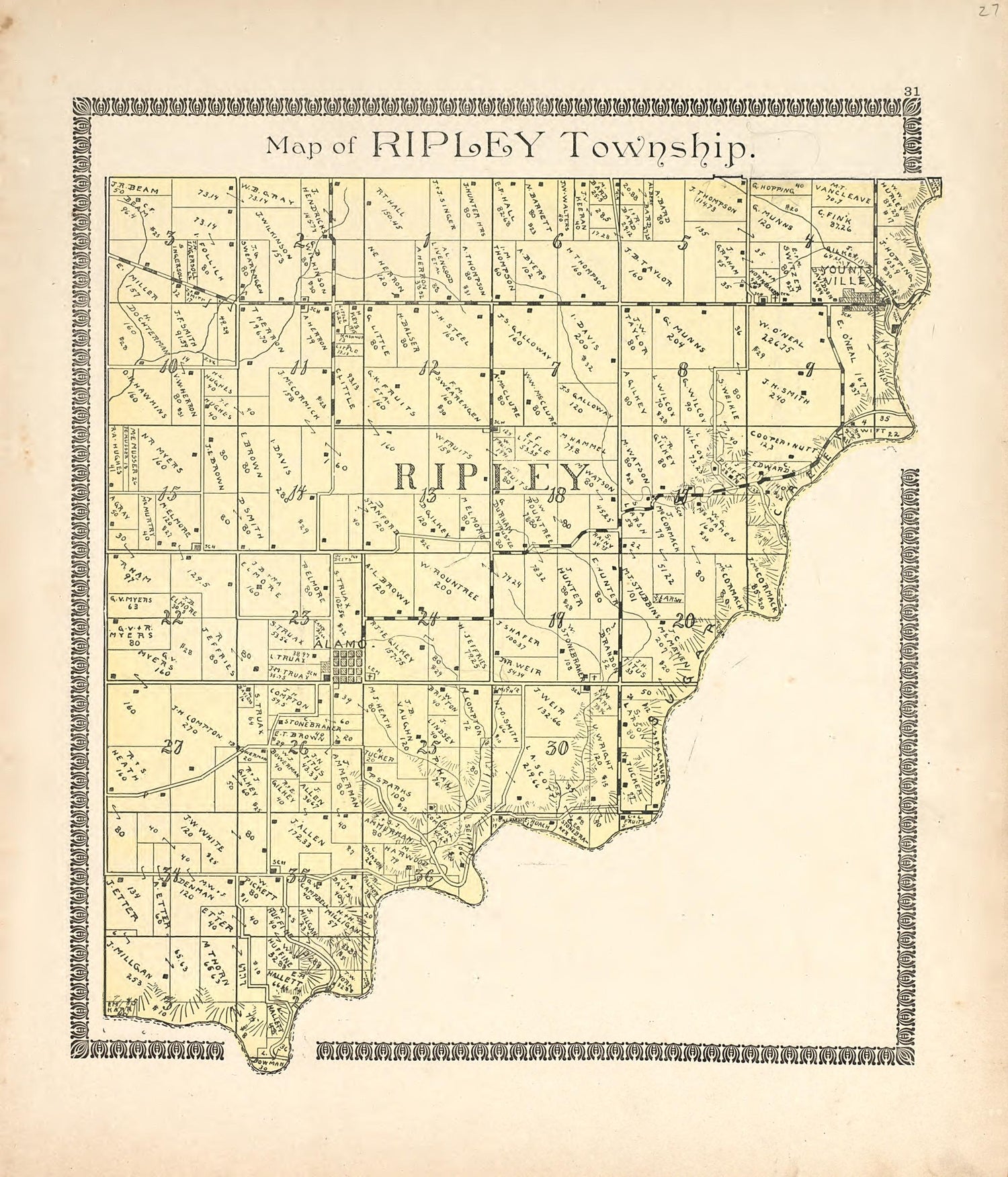 Map of Ripley Township from the Revised Montgomery County Atlas : Containing, Besides a Complete Atlas, Histories of the Townships and County and Treatises On Civil Government, Surveying and Civil Engineering 1898 by Relic Map Company