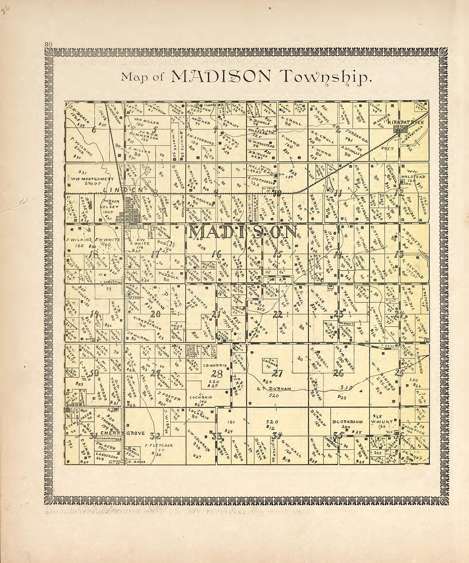 Map of Madison Township from the Revised Montgomery County Atlas : Containing, Besides a Complete Atlas, Histories of the Townships and County and Treatises On Civil Government, Surveying and Civil Engineering 1898 by Relic Map Company