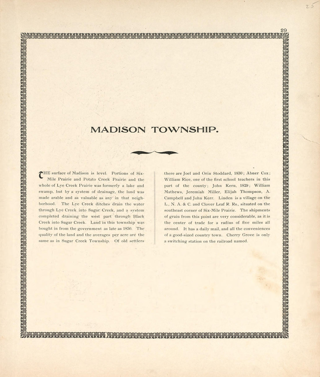 Madison Township from the Revised Montgomery County Atlas : Containing, Besides a Complete Atlas, Histories of the Townships and County and Treatises On Civil Government, Surveying and Civil Engineering 1898 by Relic Map Company
