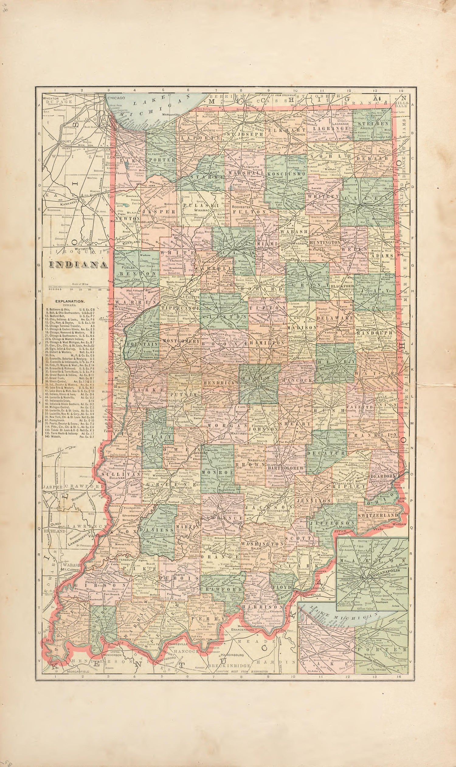 Indiana from the Revised Montgomery County Atlas : Containing, Besides a Complete Atlas, Histories of the Townships and County and Treatises On Civil Government, Surveying and Civil Engineering 1898 by Relic Map Company
