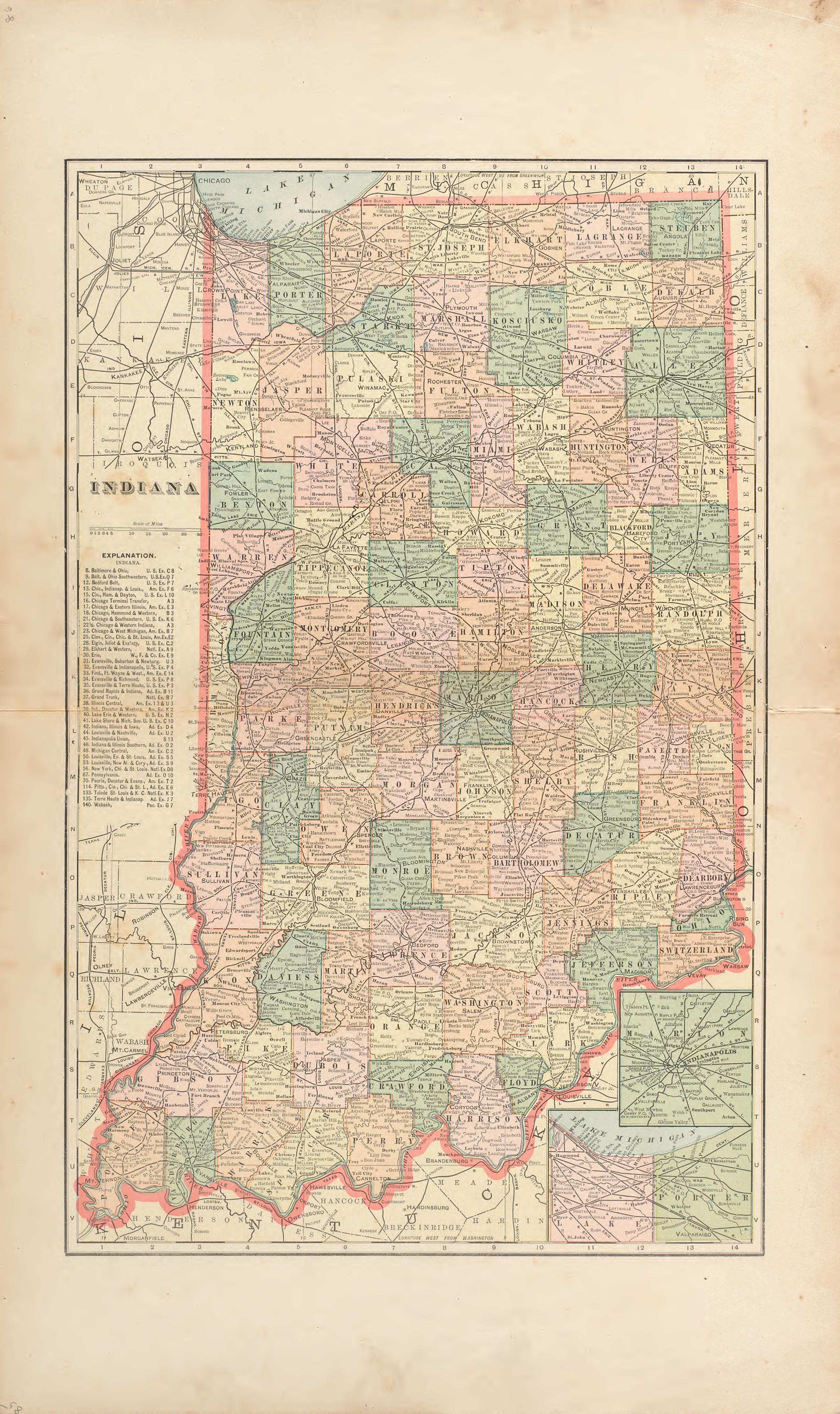 Indiana from the Revised Montgomery County Atlas : Containing, Besides a Complete Atlas, Histories of the Townships and County and Treatises On Civil Government, Surveying and Civil Engineering 1898 by Relic Map Company