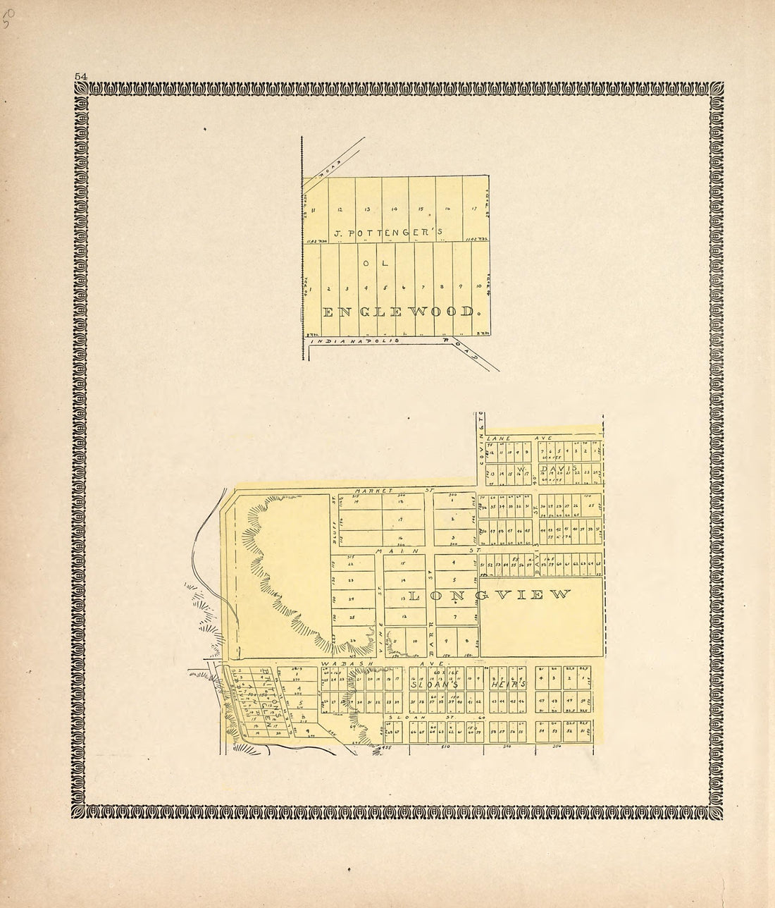 Englewood; Longview from the Revised Montgomery County Atlas : Containing, Besides a Complete Atlas, Histories of the Townships and County and Treatises On Civil Government, Surveying and Civil Engineering 1898 by Relic Map Company