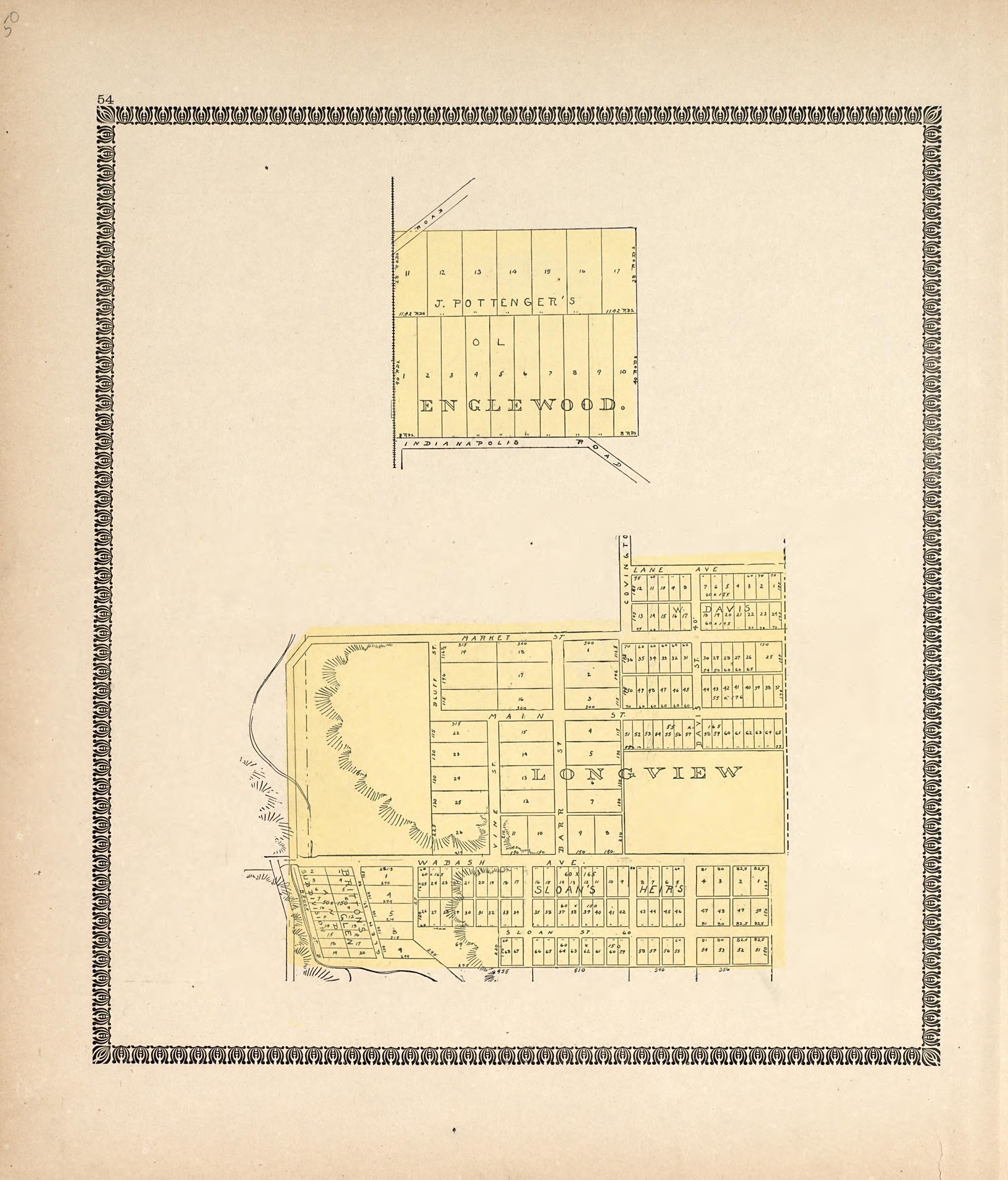 Englewood; Longview from the Revised Montgomery County Atlas : Containing, Besides a Complete Atlas, Histories of the Townships and County and Treatises On Civil Government, Surveying and Civil Engineering 1898 by Relic Map Company