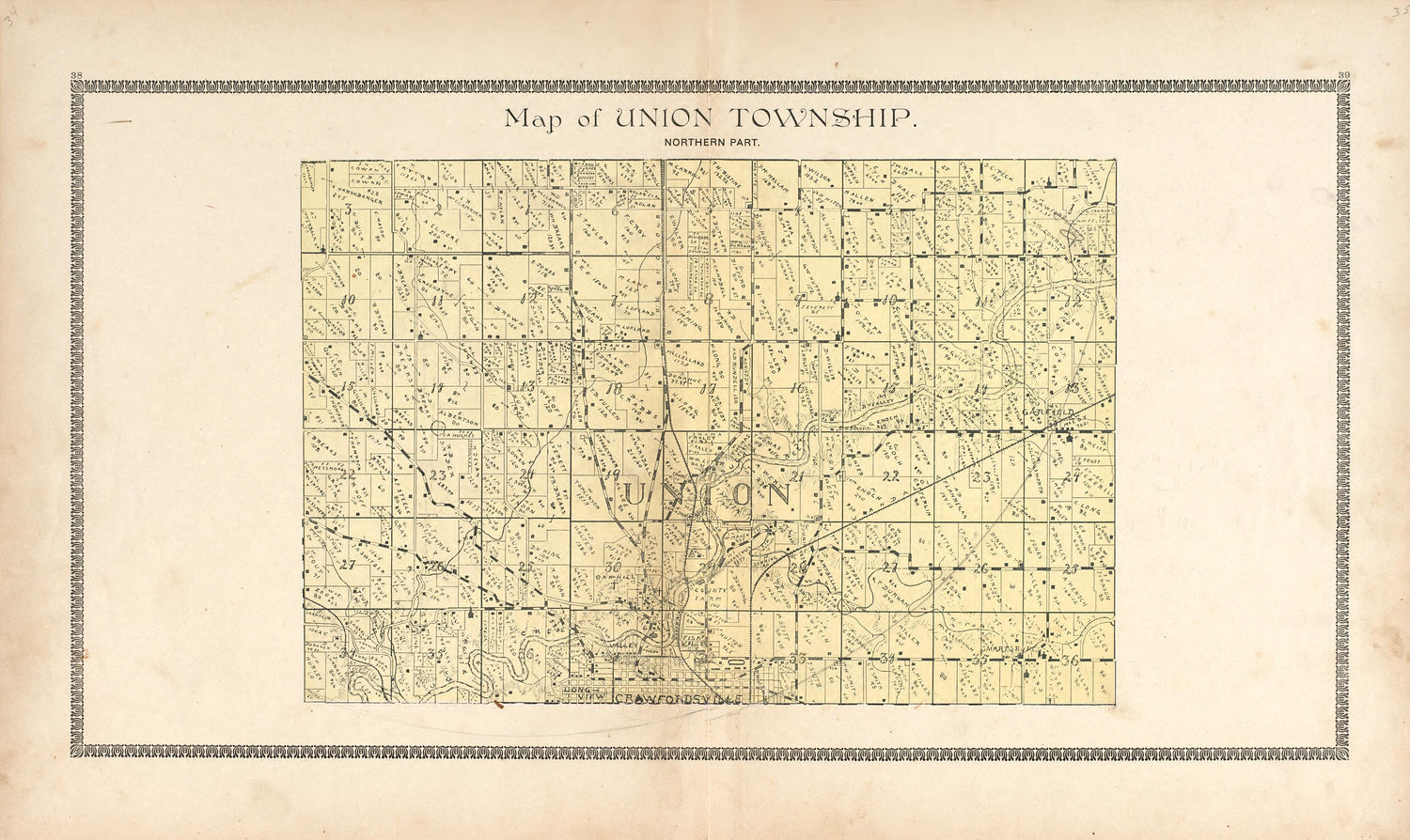 Map of Union Township from the Revised Montgomery County Atlas : Containing, Besides a Complete Atlas, Histories of the Townships and County and Treatises On Civil Government, Surveying and Civil Engineering 1898 by Relic Map Company