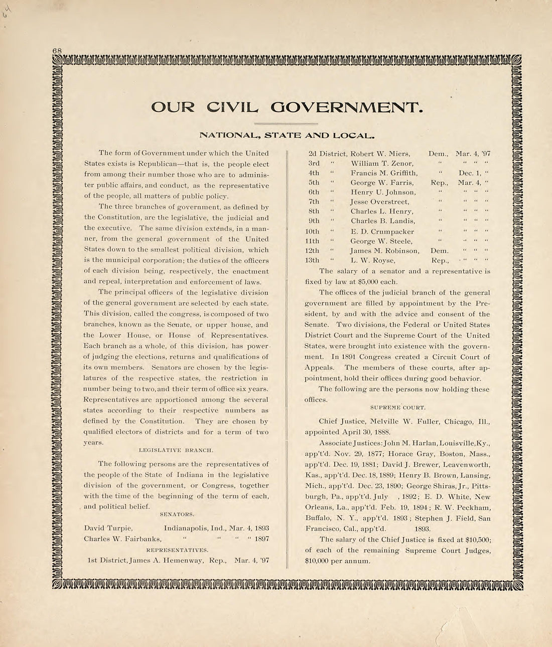 Our Civil Government - National, State and Local from the Revised Montgomery County Atlas : Containing, Besides a Complete Atlas, Histories of the Townships and County and Treatises On Civil Government, Surveying and Civil Engineering 1898 by Relic Map Company