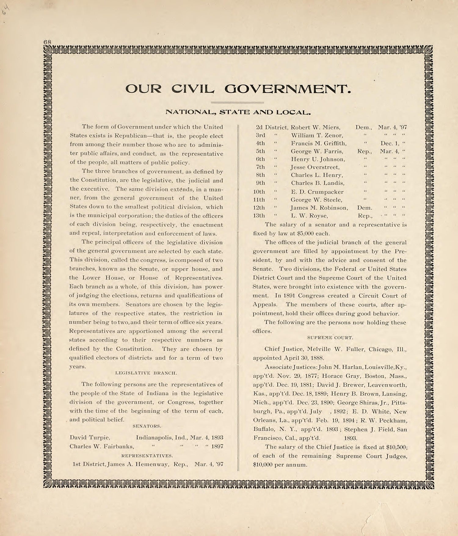 Our Civil Government - National, State and Local from the Revised Montgomery County Atlas : Containing, Besides a Complete Atlas, Histories of the Townships and County and Treatises On Civil Government, Surveying and Civil Engineering 1898 by Relic Map Company