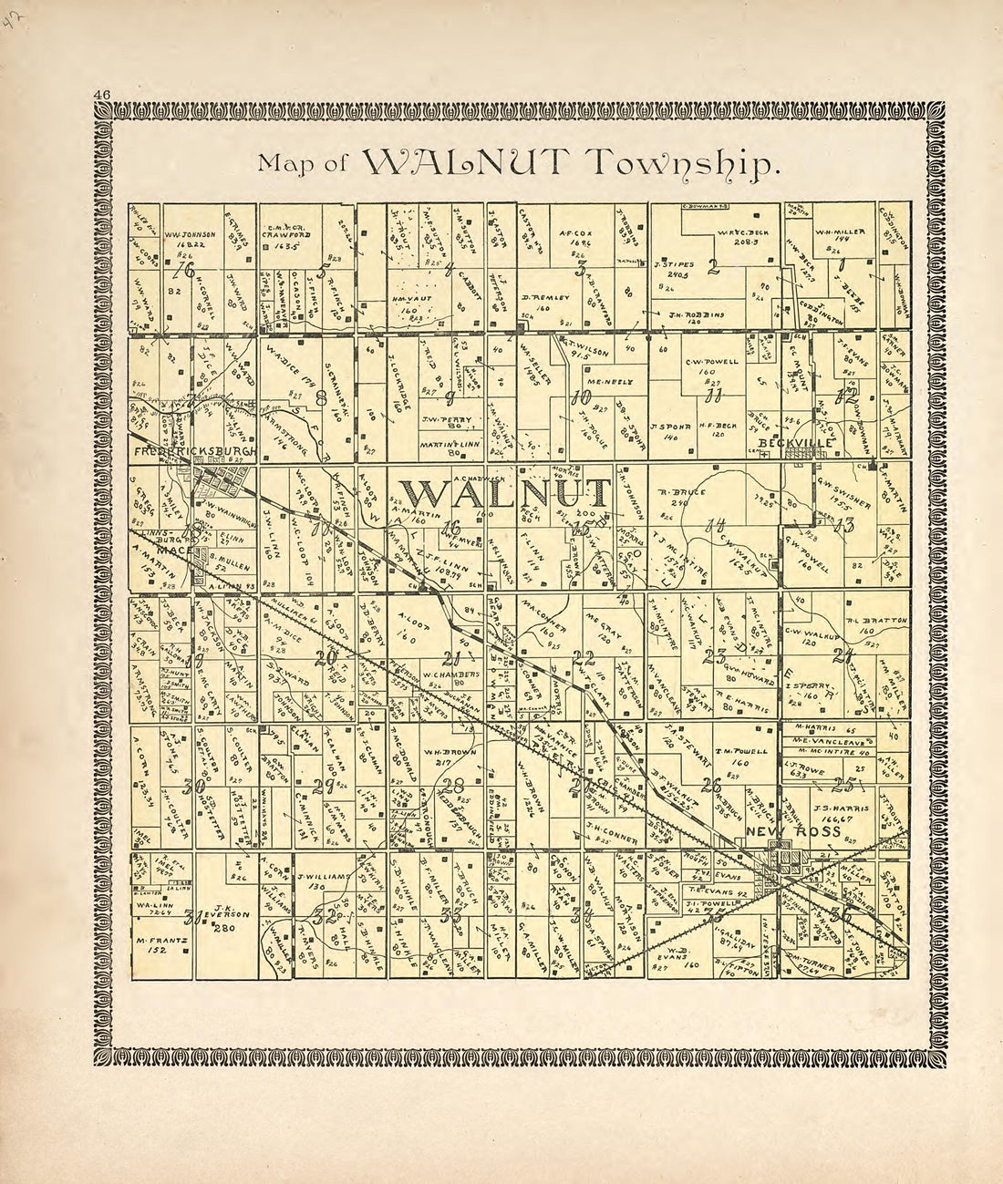 Map of Walnut Township from the Revised Montgomery County Atlas : Containing, Besides a Complete Atlas, Histories of the Townships and County and Treatises On Civil Government, Surveying and Civil Engineering 1898 by Relic Map Company