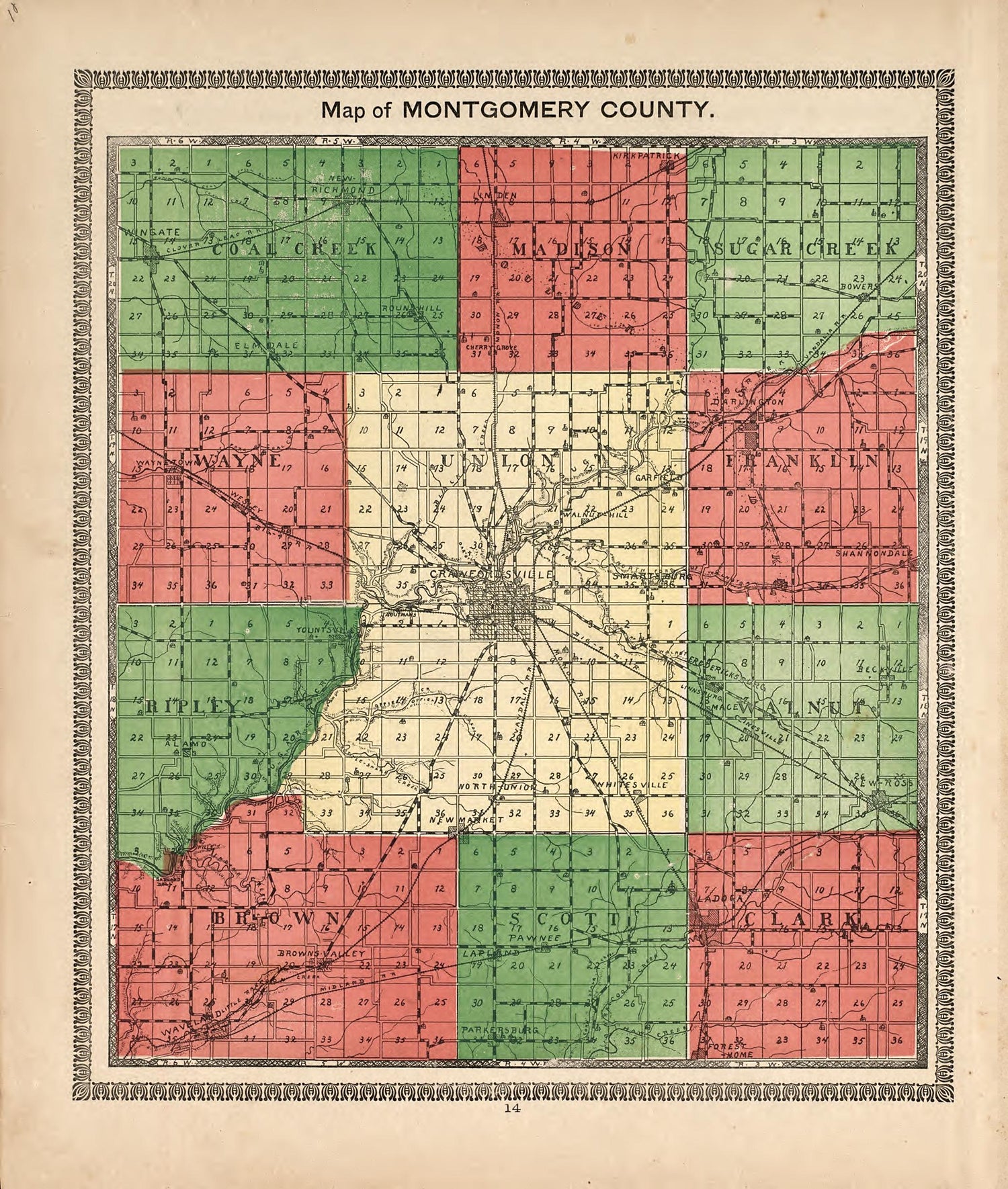 Map of Montgomery County from the Revised Montgomery County Atlas : Containing, Besides a Complete Atlas, Histories of the Townships and County and Treatises On Civil Government, Surveying and Civil Engineering 1898 by Relic Map Company