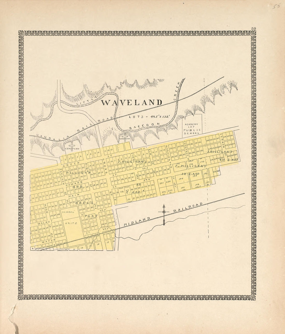 Waveland from the Revised Montgomery County Atlas : Containing, Besides a Complete Atlas, Histories of the Townships and County and Treatises On Civil Government, Surveying and Civil Engineering 1898 by Relic Map Company