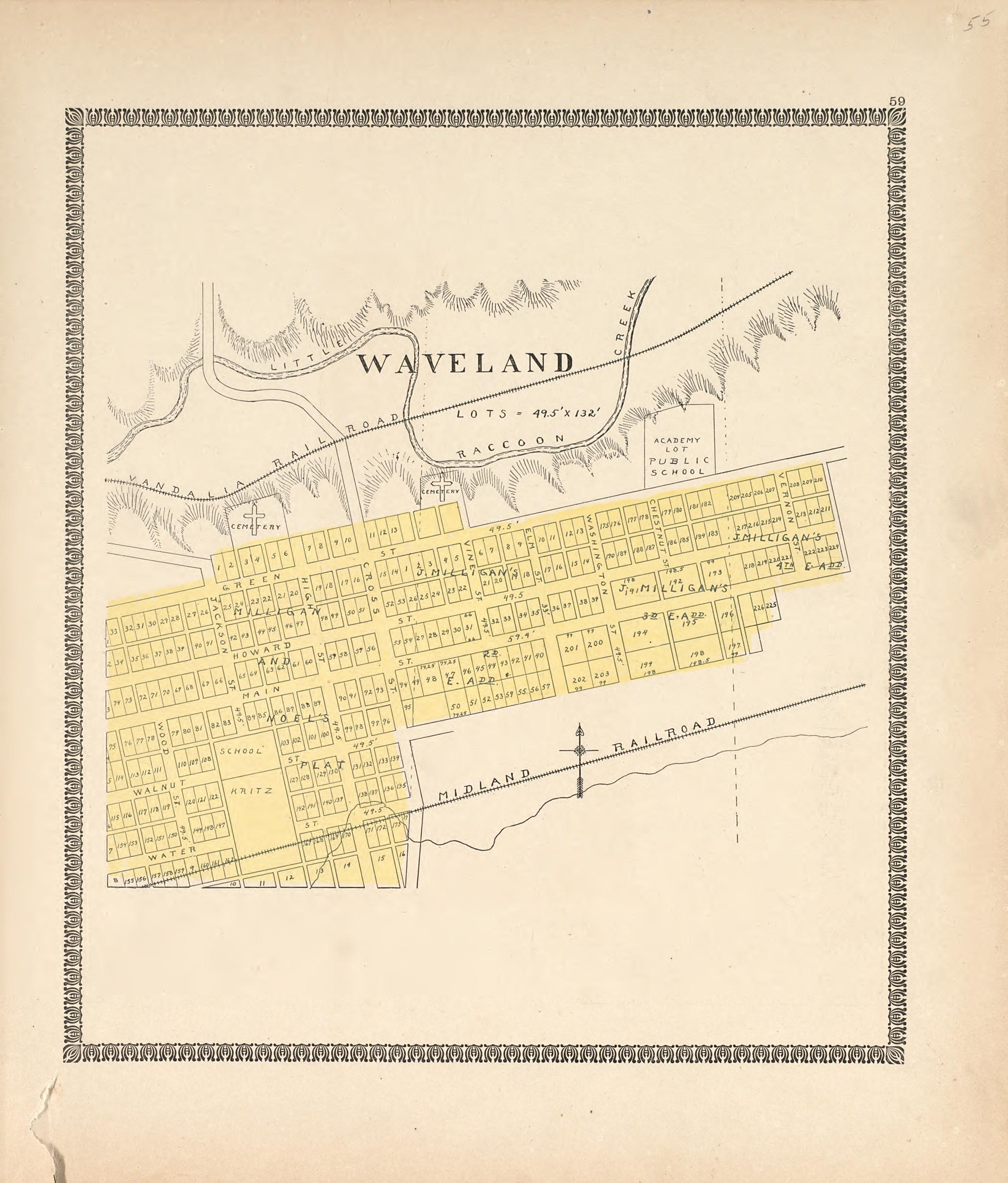 Waveland from the Revised Montgomery County Atlas : Containing, Besides a Complete Atlas, Histories of the Townships and County and Treatises On Civil Government, Surveying and Civil Engineering 1898 by Relic Map Company