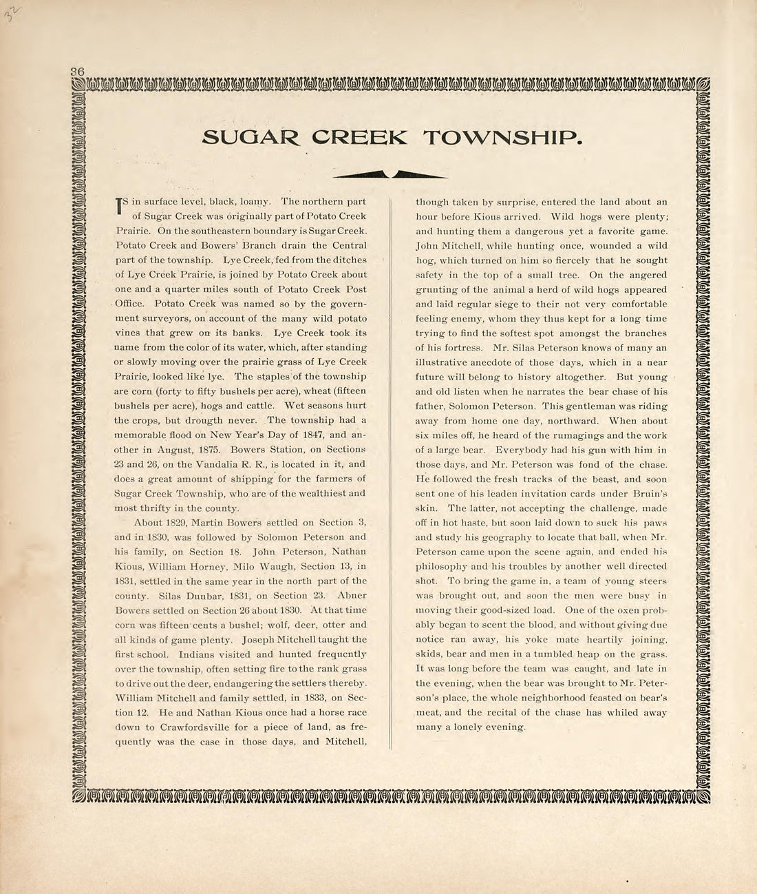 Sugar Creek Township from the Revised Montgomery County Atlas : Containing, Besides a Complete Atlas, Histories of the Townships and County and Treatises On Civil Government, Surveying and Civil Engineering 1898 by Relic Map Company