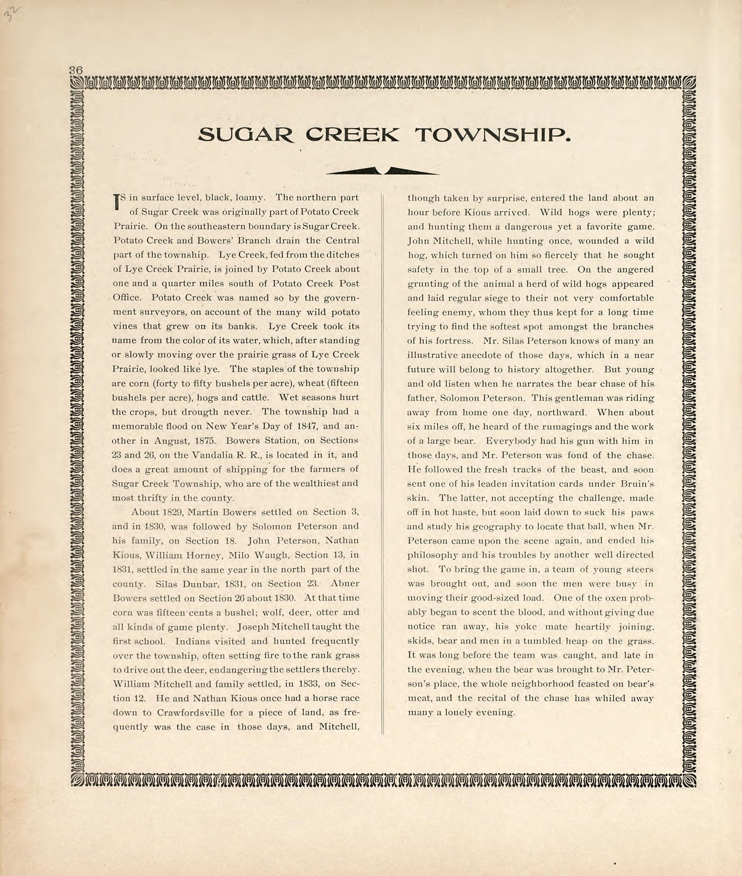 Sugar Creek Township from the Revised Montgomery County Atlas : Containing, Besides a Complete Atlas, Histories of the Townships and County and Treatises On Civil Government, Surveying and Civil Engineering 1898 by Relic Map Company