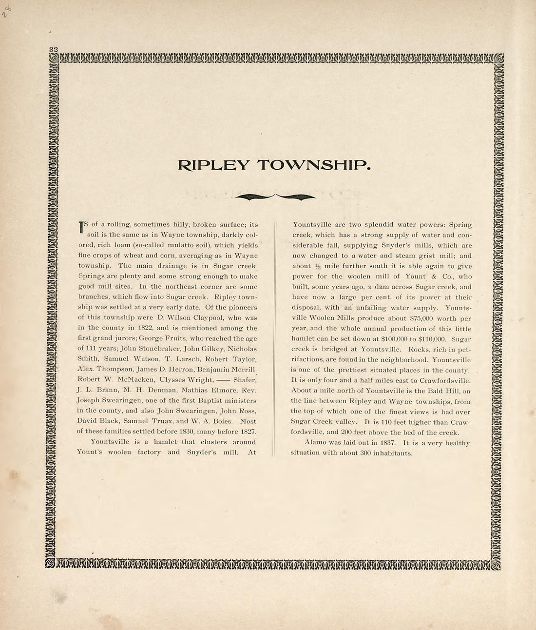 Ripley Township from the Revised Montgomery County Atlas : Containing, Besides a Complete Atlas, Histories of the Townships and County and Treatises On Civil Government, Surveying and Civil Engineering 1898 by Relic Map Company