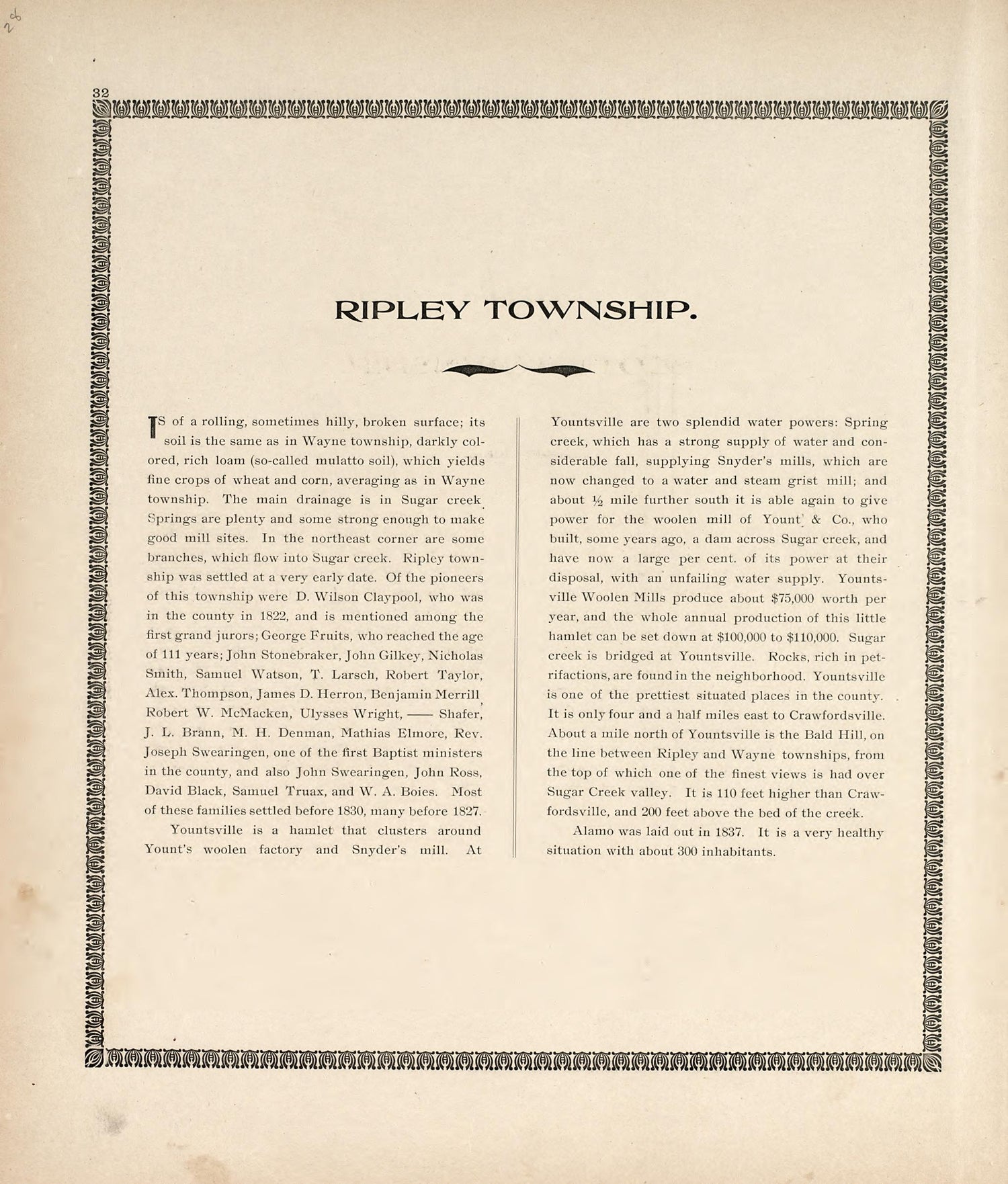 Ripley Township from the Revised Montgomery County Atlas : Containing, Besides a Complete Atlas, Histories of the Townships and County and Treatises On Civil Government, Surveying and Civil Engineering 1898 by Relic Map Company