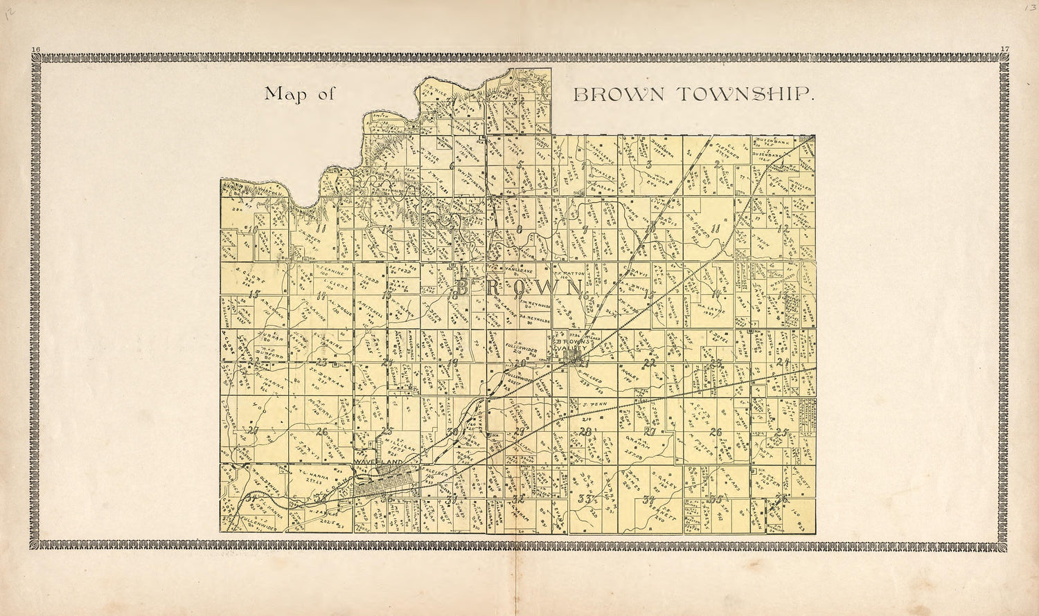 Map of Brown Township from the Revised Montgomery County Atlas : Containing, Besides a Complete Atlas, Histories of the Townships and County and Treatises On Civil Government, Surveying and Civil Engineering 1898 by Relic Map Company