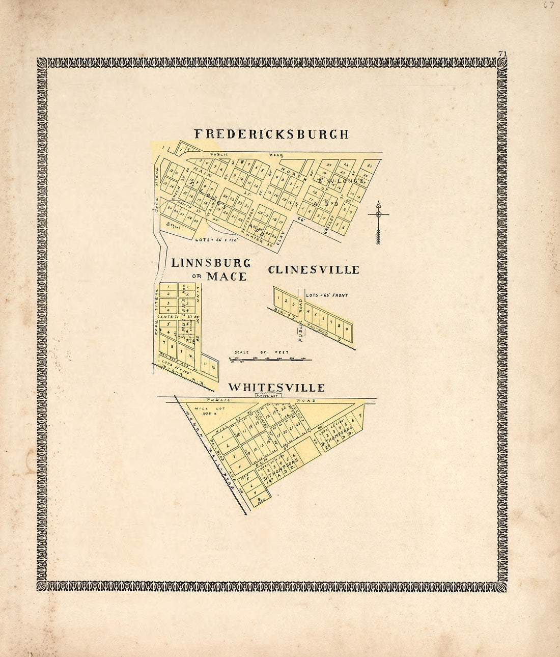 Fredericksburgh; Linnsburg Or Mace; Clinesville; Whitesville from the Revised Montgomery County Atlas : Containing, Besides a Complete Atlas, Histories of the Townships and County and Treatises On Civil Government, Surveying and Civil Engineering 1898 by Relic Map Company