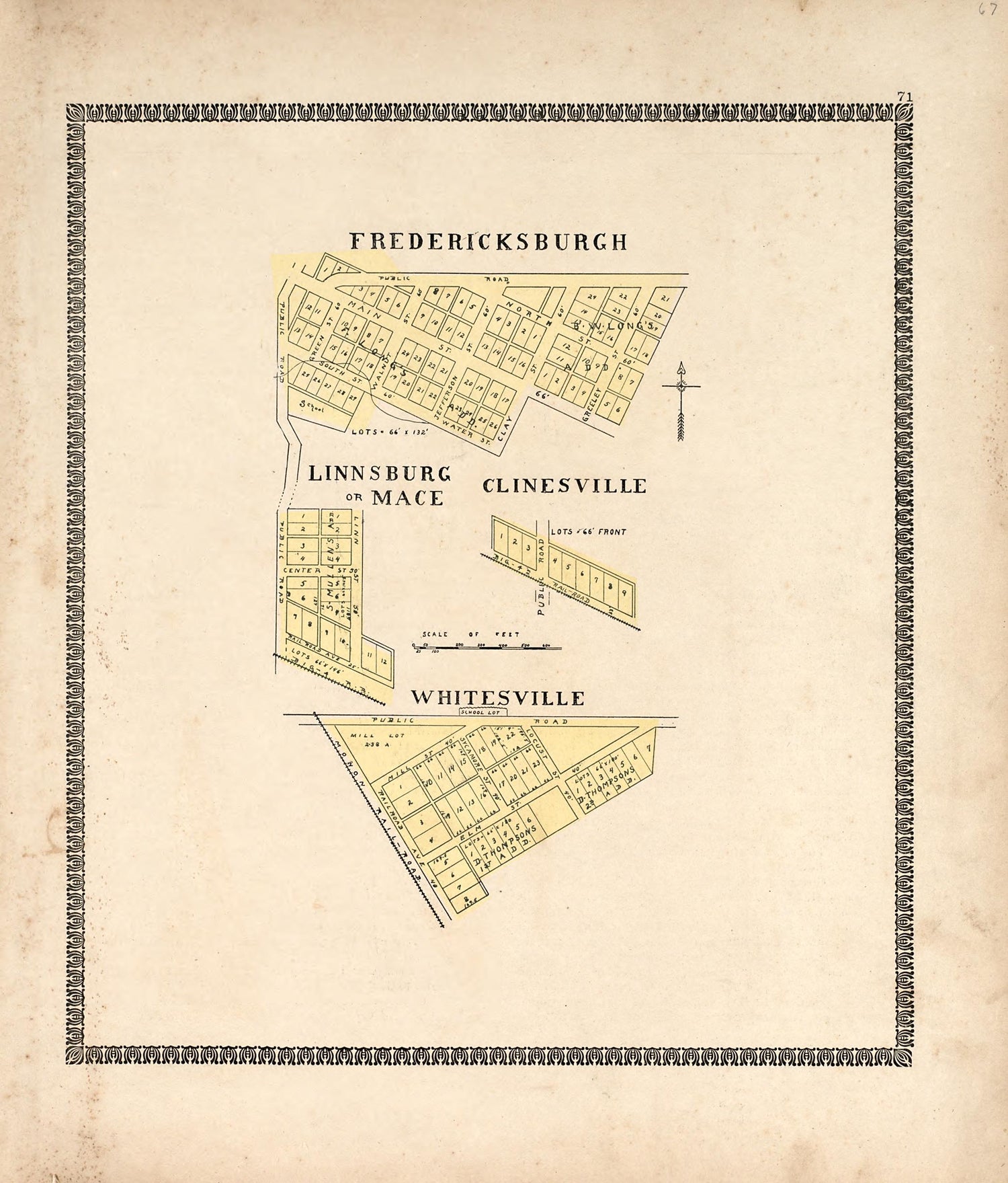 Fredericksburgh; Linnsburg Or Mace; Clinesville; Whitesville from the Revised Montgomery County Atlas : Containing, Besides a Complete Atlas, Histories of the Townships and County and Treatises On Civil Government, Surveying and Civil Engineering 1898 by Relic Map Company