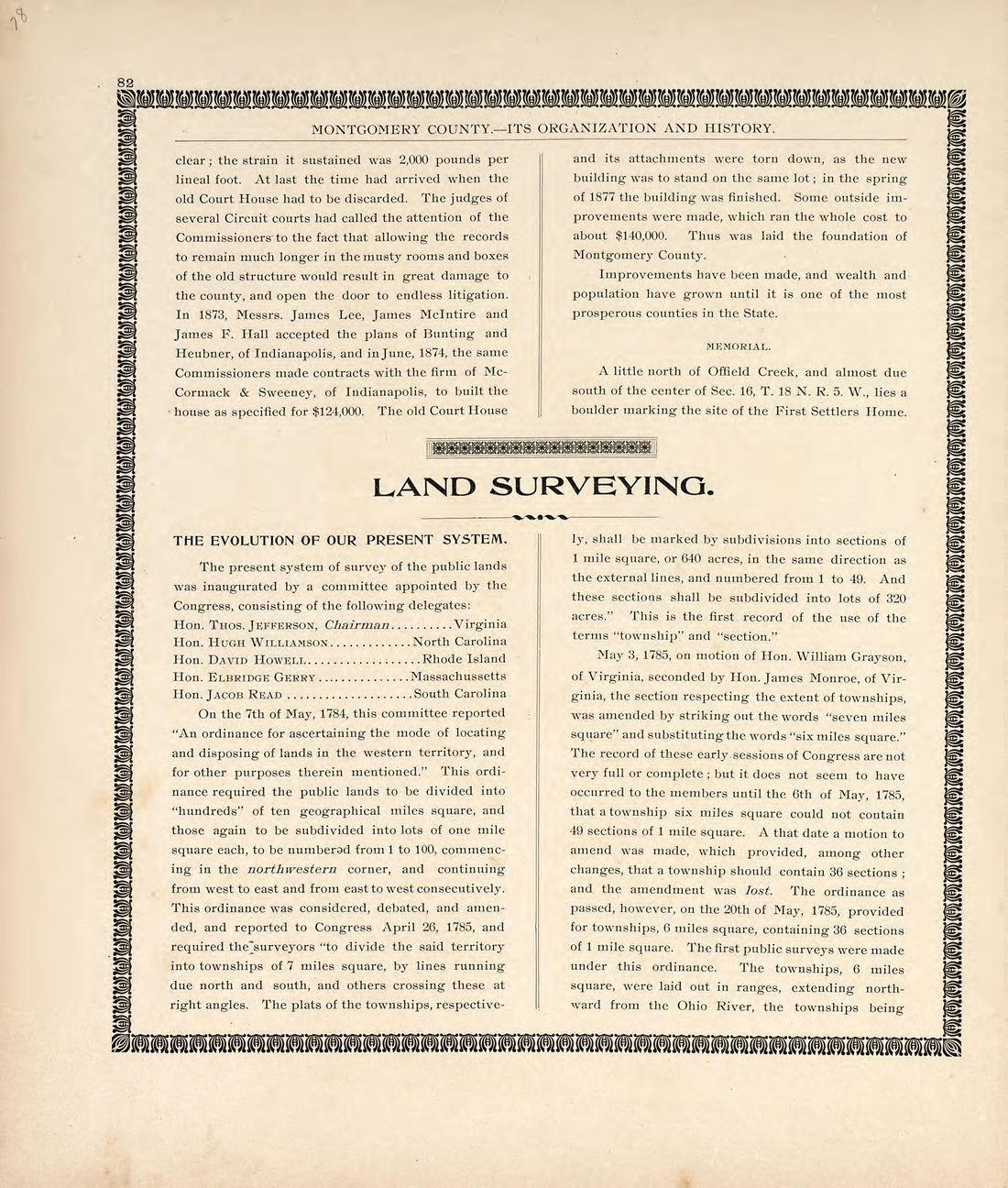 History of Montgomery County, Cont.; Land Surveying from the Revised Montgomery County Atlas : Containing, Besides a Complete Atlas, Histories of the Townships and County and Treatises On Civil Government, Surveying and Civil Engineering 1898 by Relic Map Company