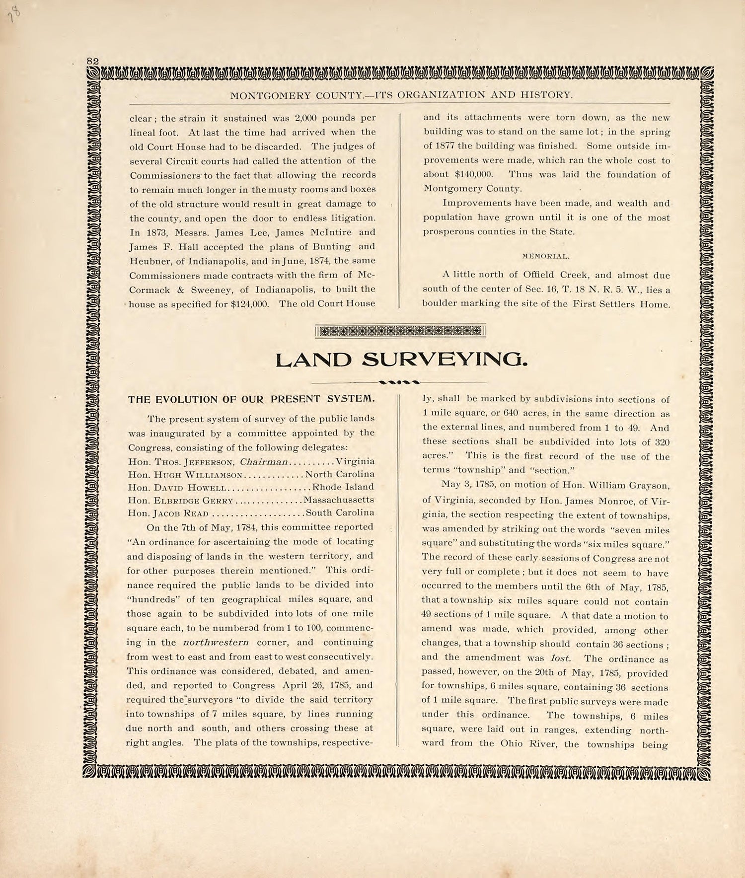 History of Montgomery County, Cont.; Land Surveying from the Revised Montgomery County Atlas : Containing, Besides a Complete Atlas, Histories of the Townships and County and Treatises On Civil Government, Surveying and Civil Engineering 1898 by Relic Map Company