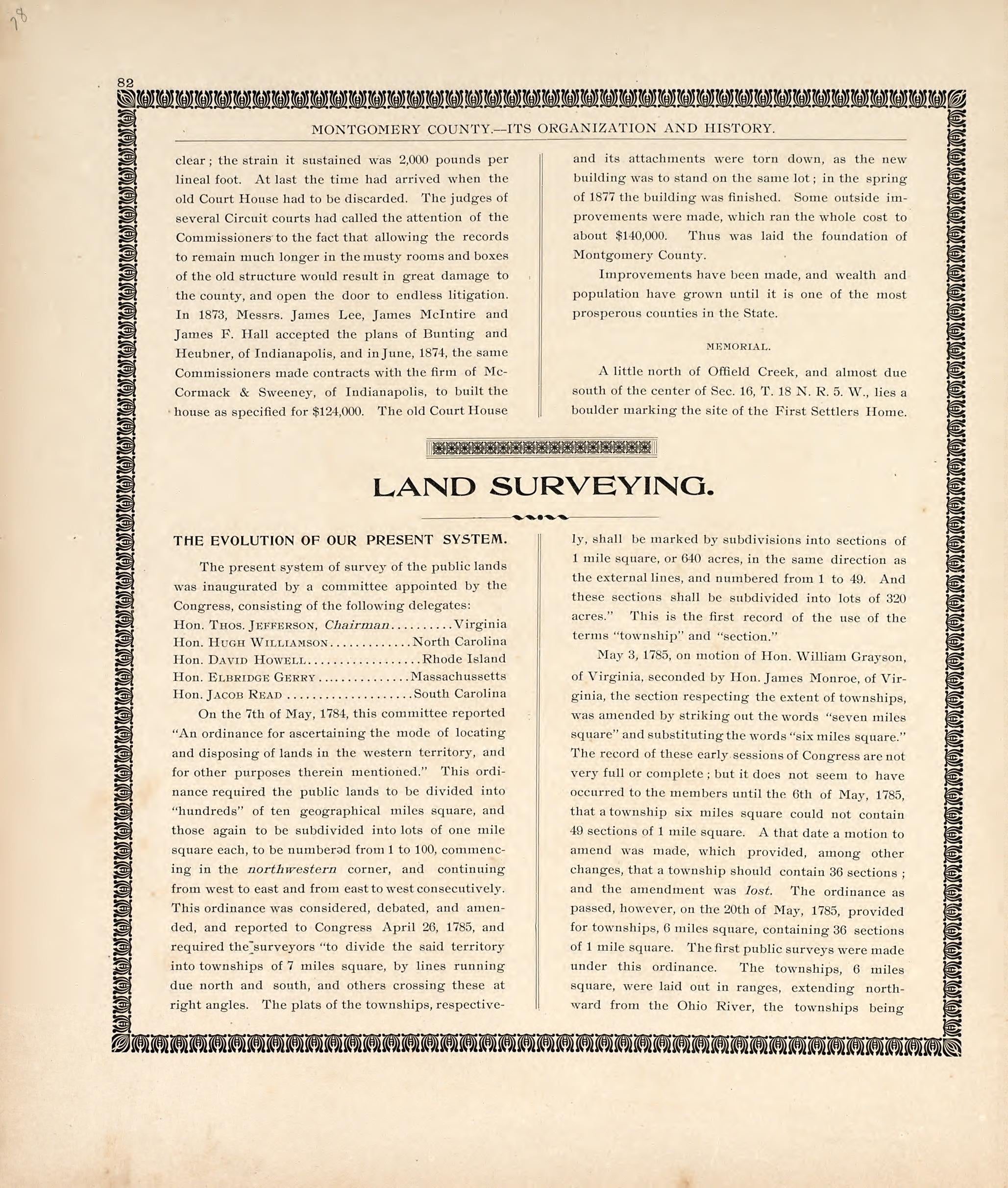 History of Montgomery County, Cont.; Land Surveying from the Revised Montgomery County Atlas : Containing, Besides a Complete Atlas, Histories of the Townships and County and Treatises On Civil Government, Surveying and Civil Engineering 1898 by Relic Map Company