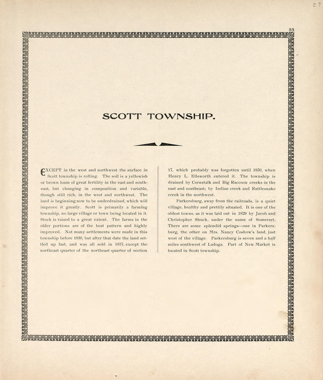 Scott Township from the Revised Montgomery County Atlas : Containing, Besides a Complete Atlas, Histories of the Townships and County and Treatises On Civil Government, Surveying and Civil Engineering 1898 by Relic Map Company
